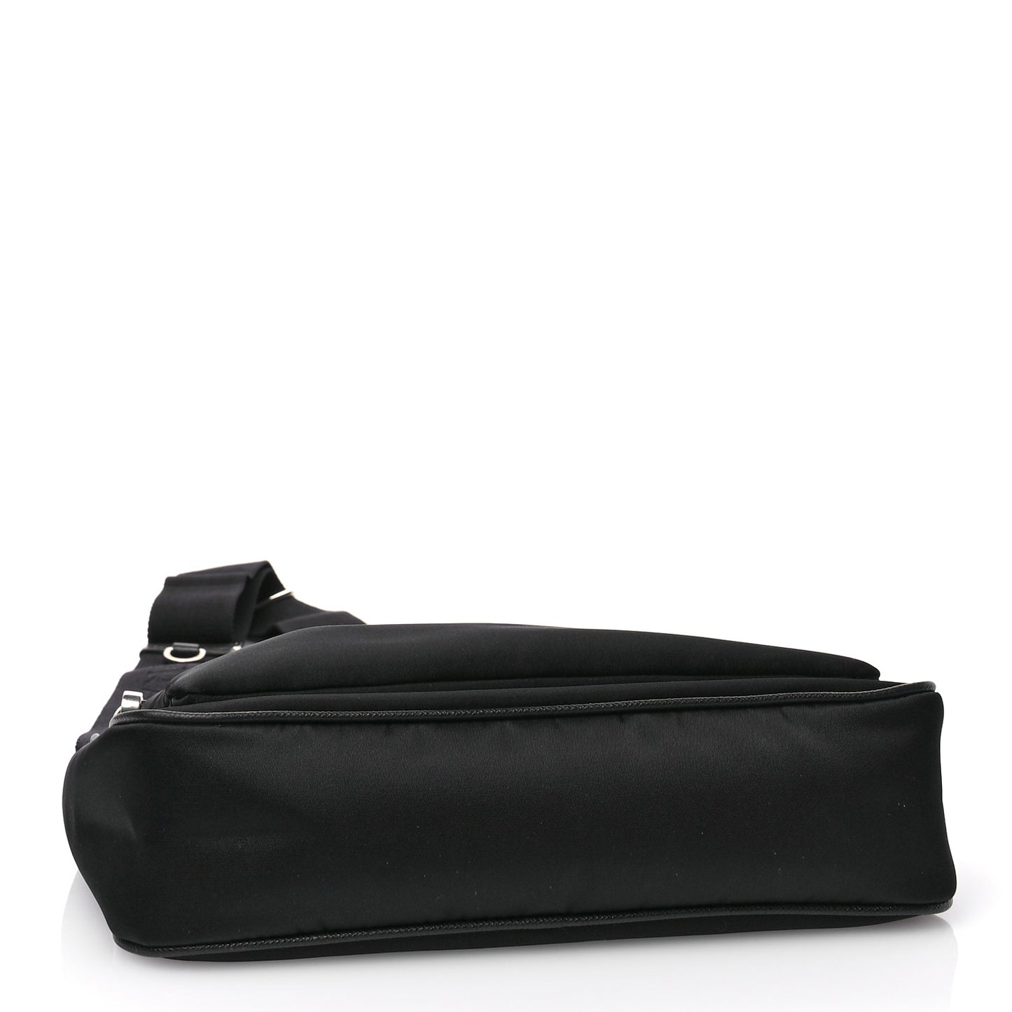 Re-Nylon Saffiano Double Pouch Shoulder Bag Black