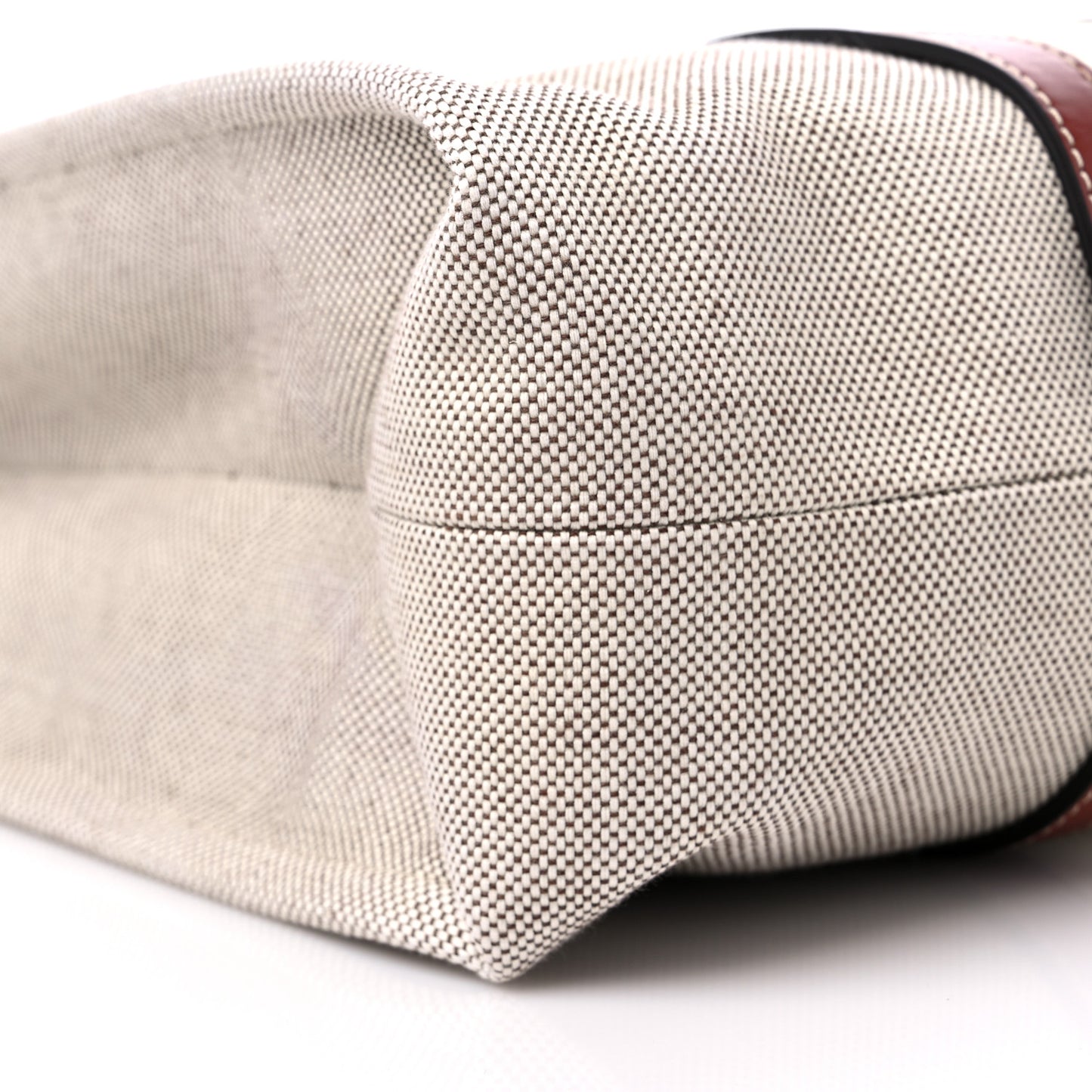 Cotton Calfskin Large Woody Ribbon Tote White Brown