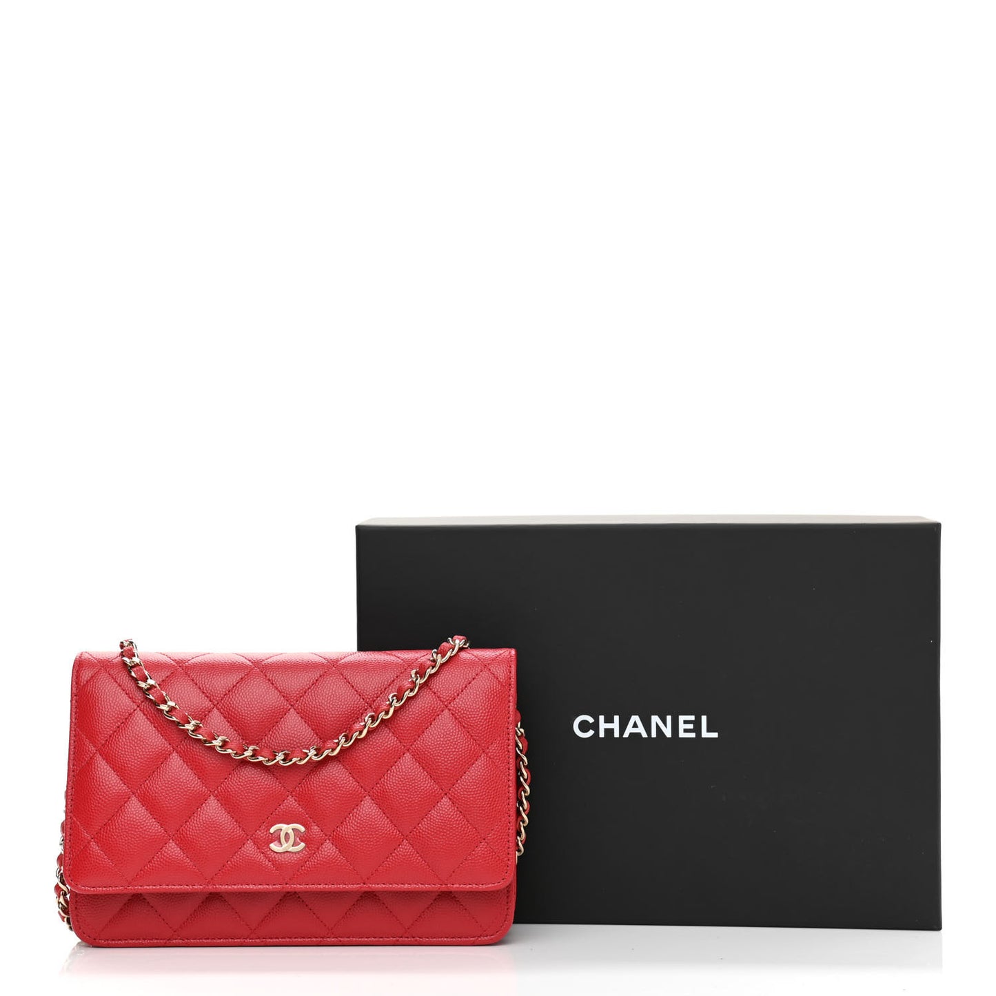 Caviar Quilted Wallet On Chain WOC Red