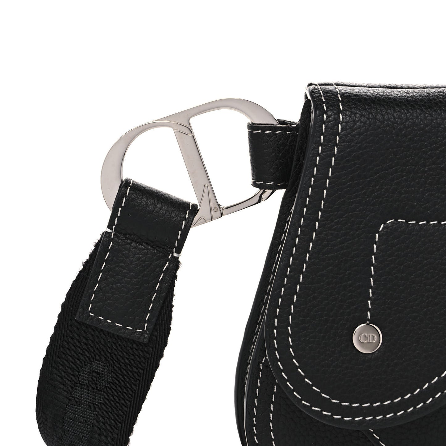 X KAWS Grained Calfskin Saddle Wristlet Black