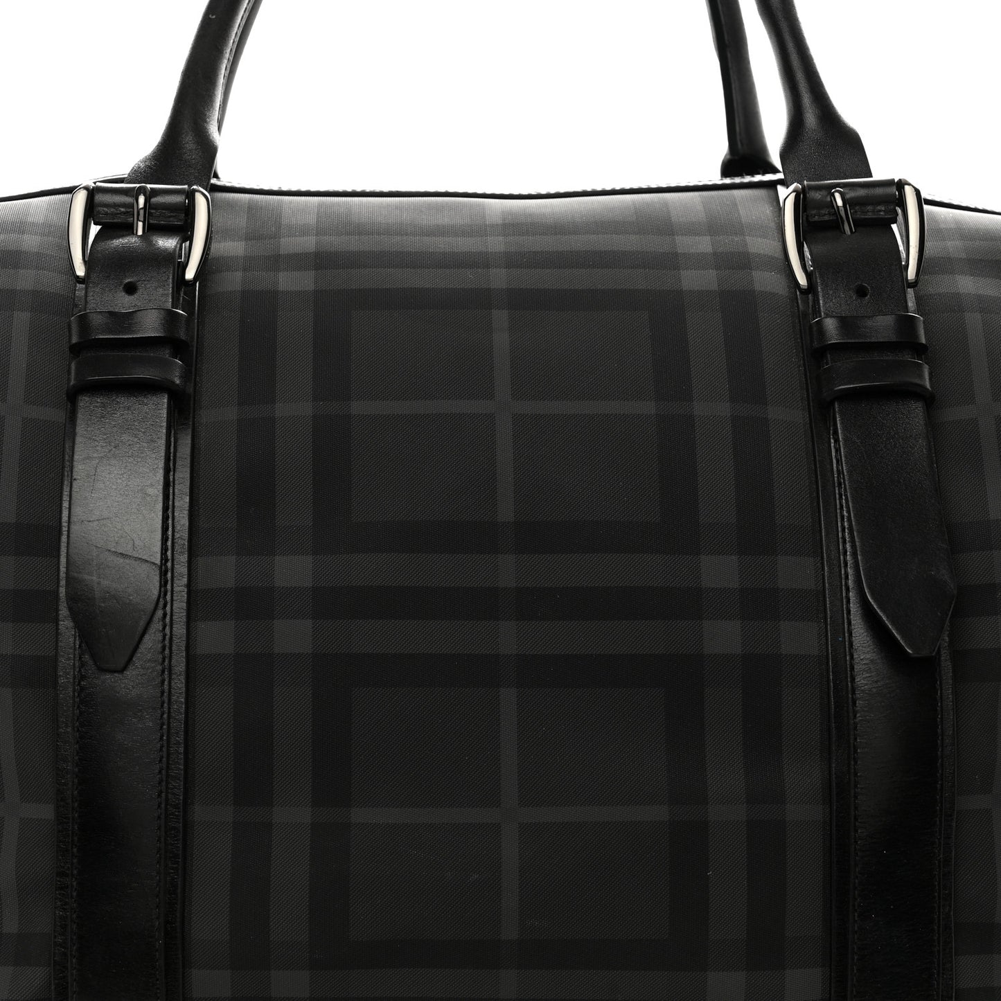 Nylon Smoked Check Weekend Duffle Bag Black