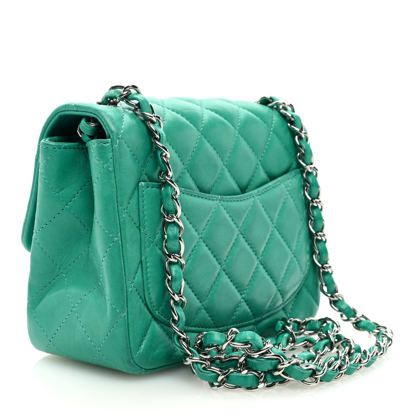 Lambskin Quilted Mini Square Flap Green