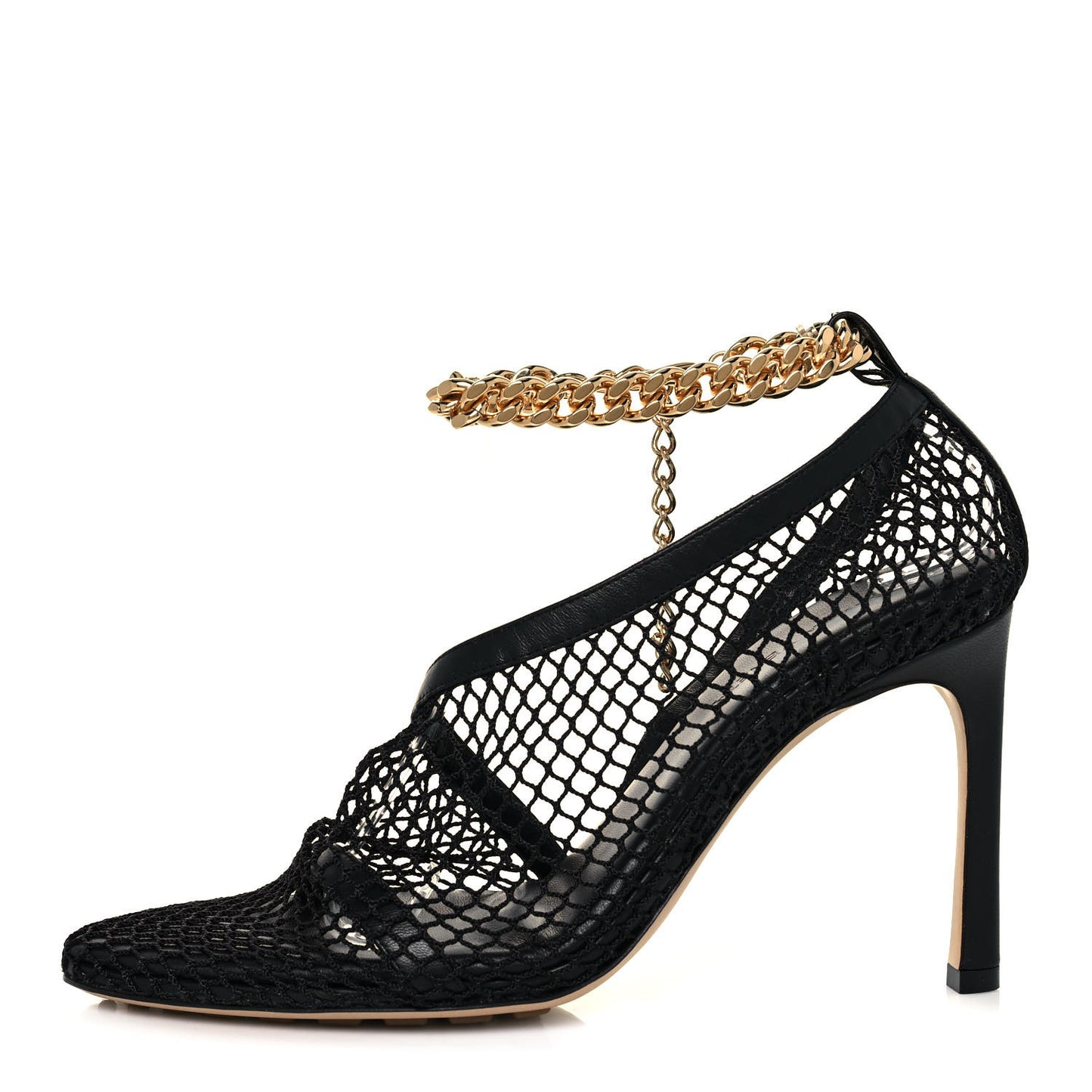 Mesh Nappa Chunky Chain Sandals 36.5 Black
