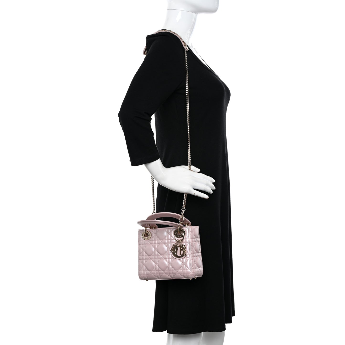 Metallic Lambskin Cannage Mini Lady Dior Lotus