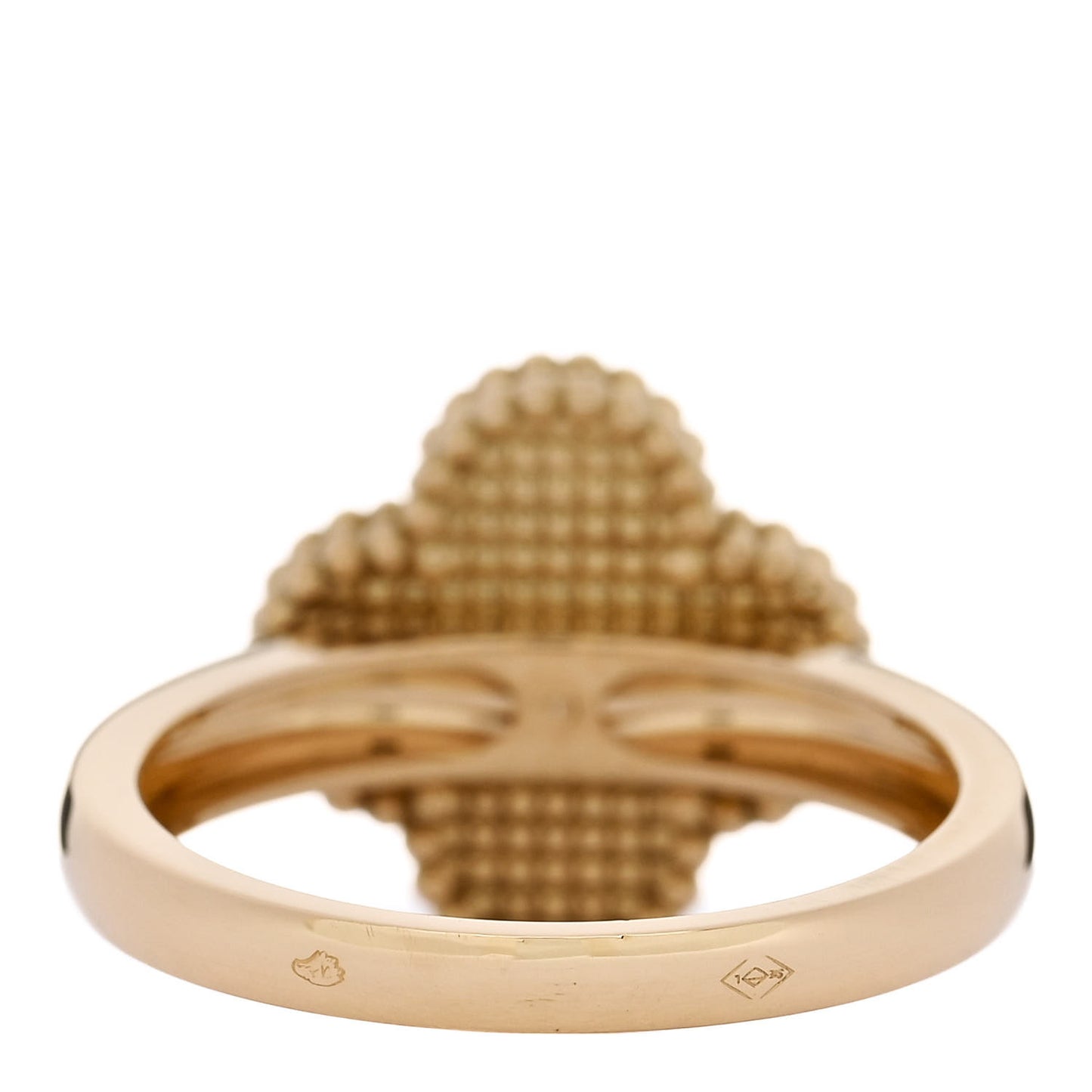 18K Yellow Gold Diamond Mother of Pearl Vintage Alhambra Ring 58 8.25