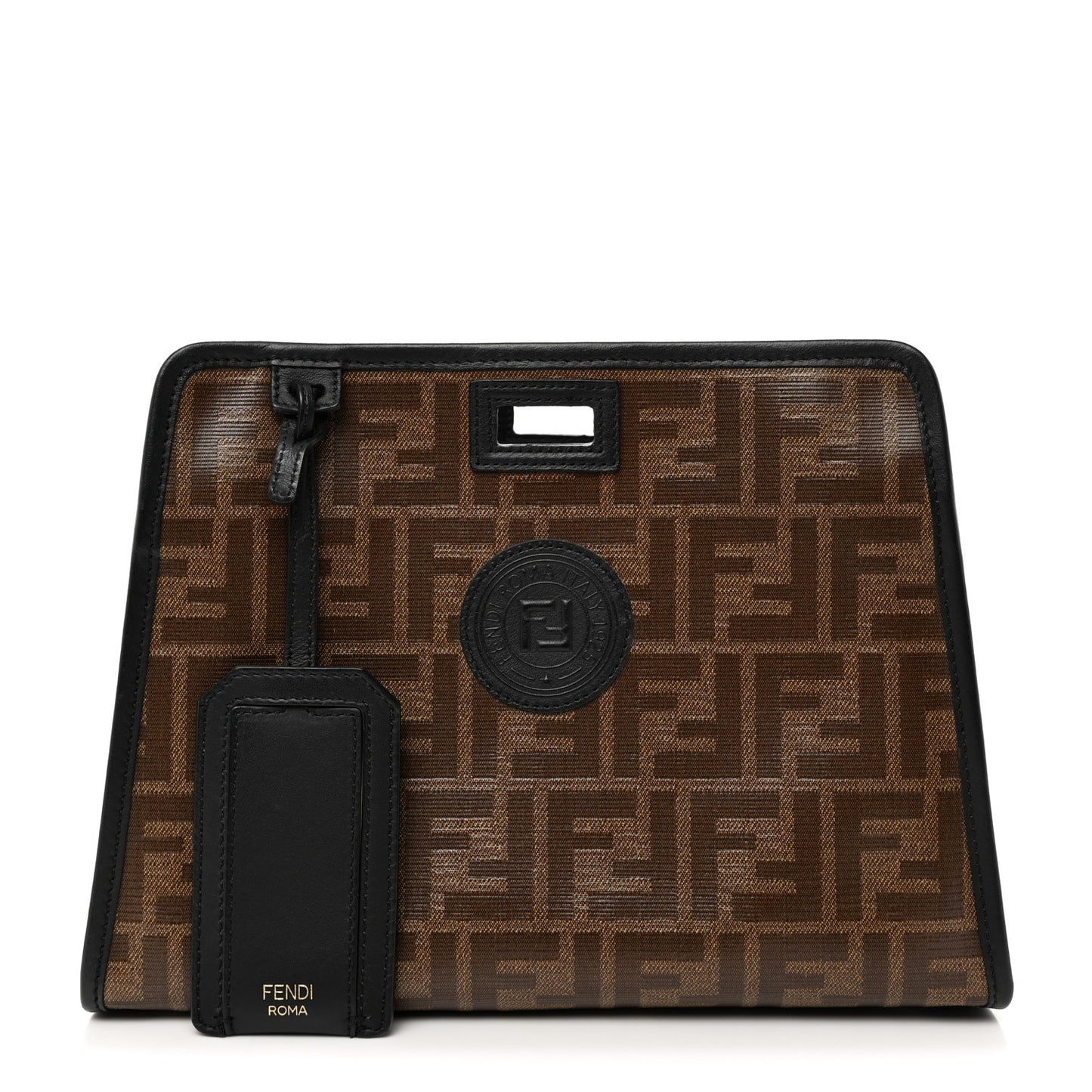Glazed Fabric Vitello Century FF 1974 Stamp Patch Mini Peekaboo Defender Cover Mogano Panna Black