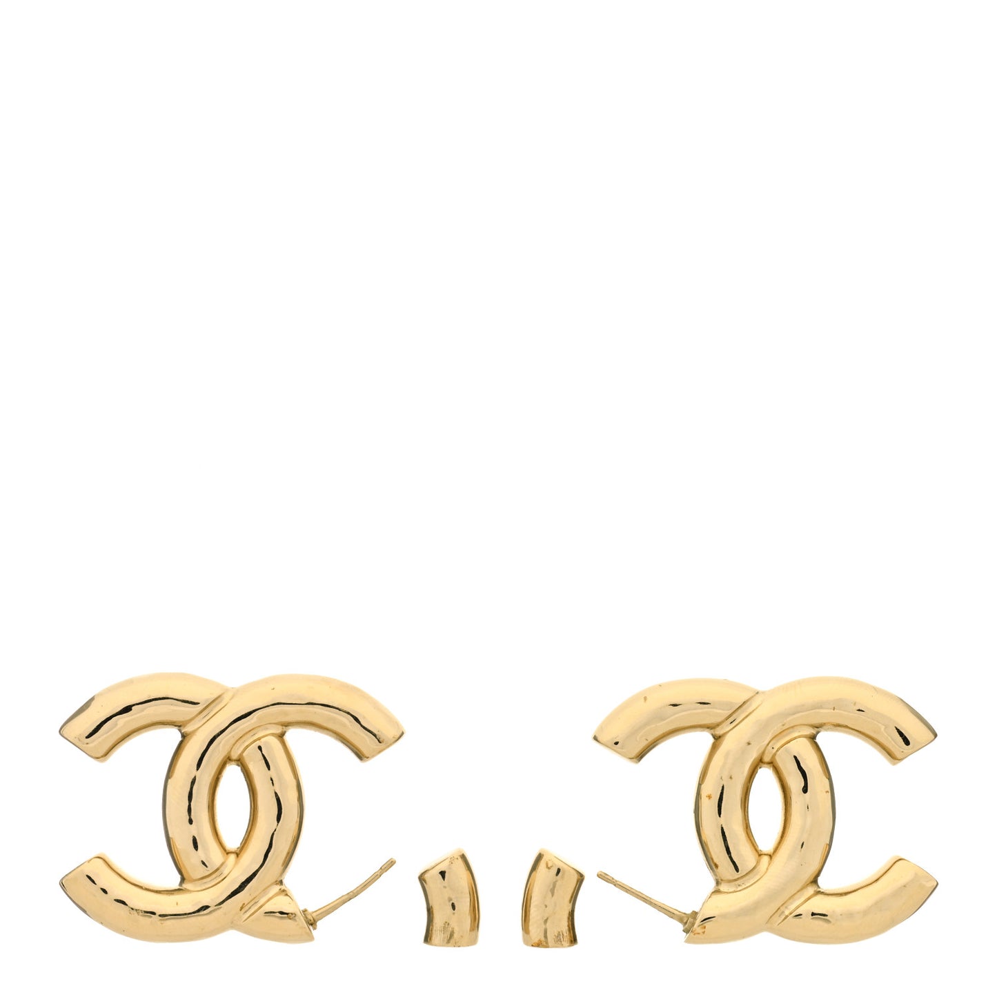 Metal Large CC Earrings Light Gold