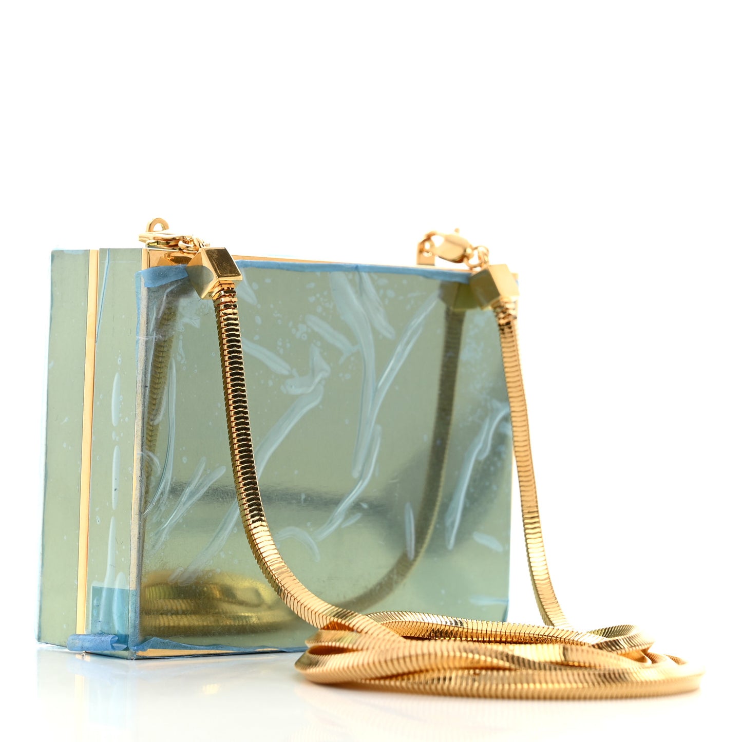 Metal Tuxedo Box Clutch Gold