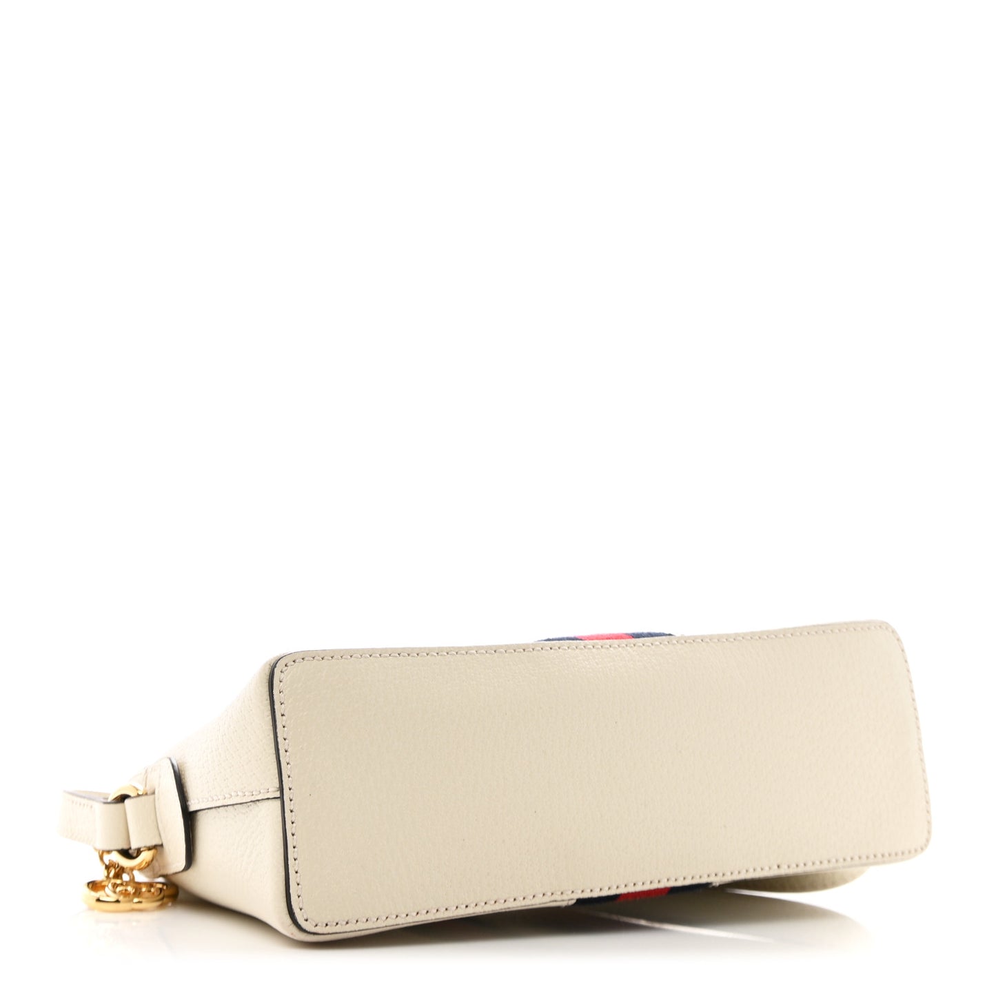 Textured Dollar Calfskin Web Small Ophidia Dome Shoulder Bag Mystic White