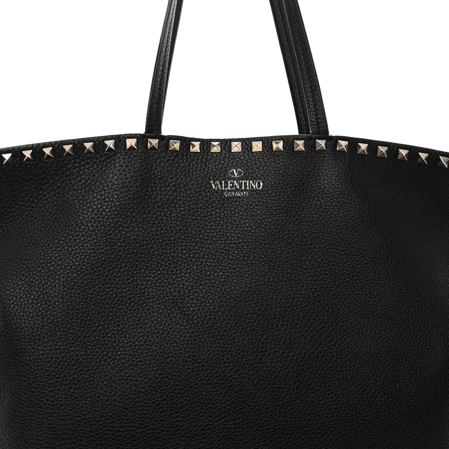 Valentino Garavani Grained Calfskin Rockstud Shoulder Tote Black 7 of 12