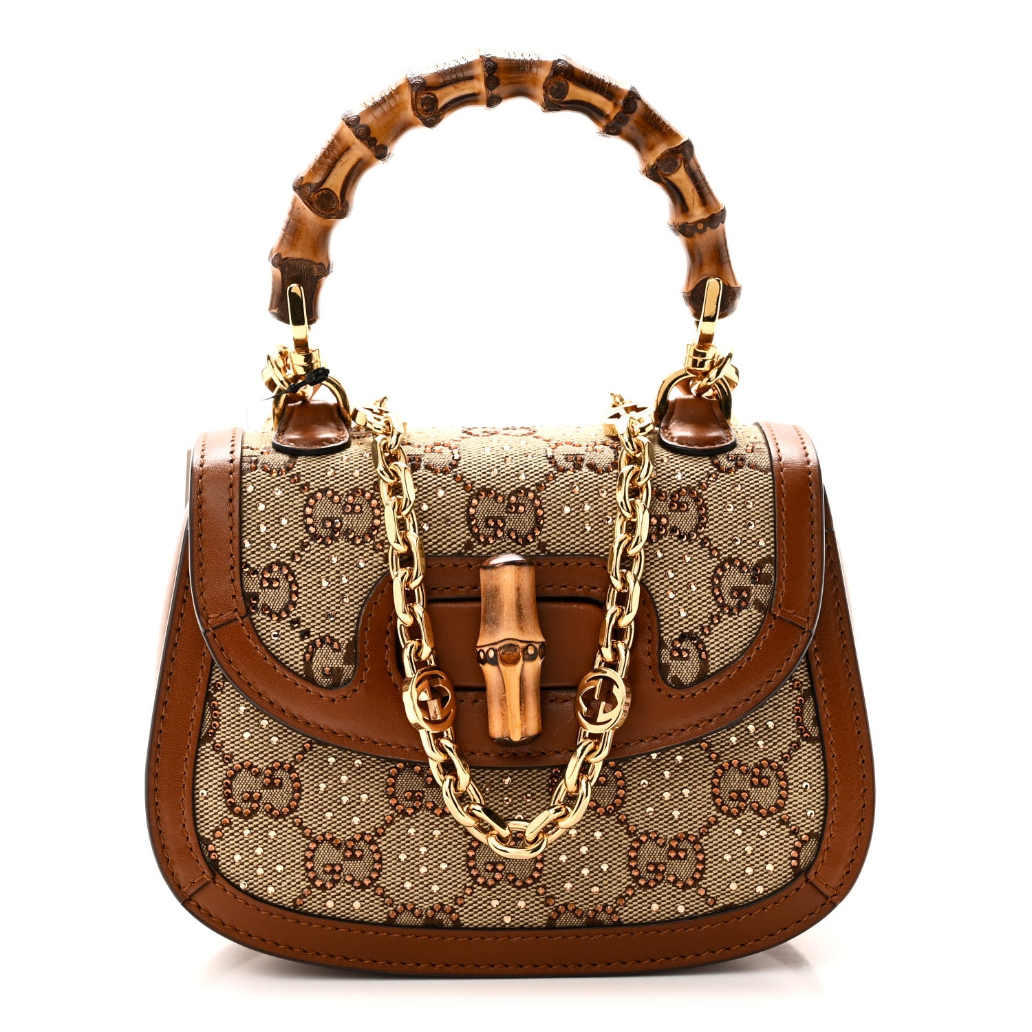 Gucci New Canvas Charisma Calfskin Crystal GG Monogram Small