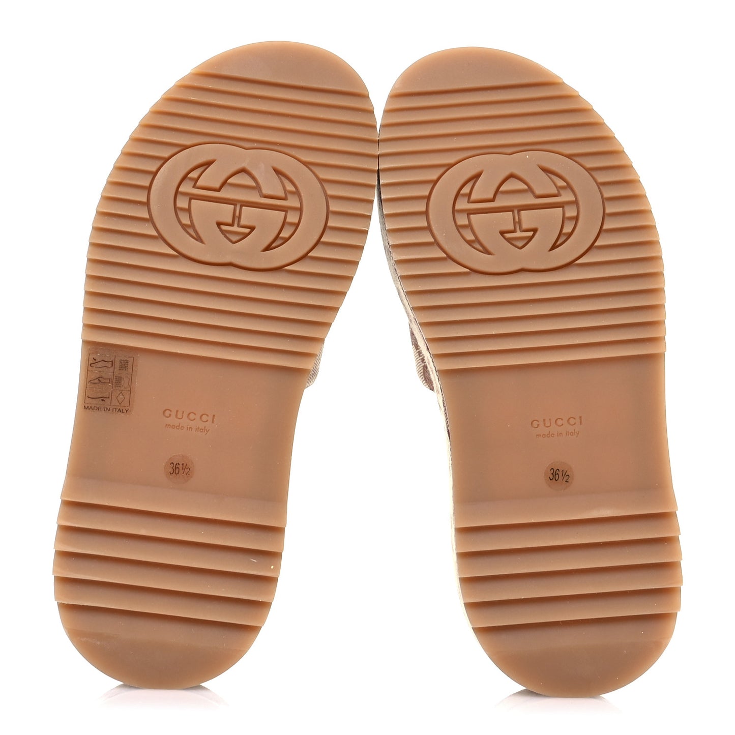 Canvas GG Monogram Angelina Platform Slide Sandals 36.5 Beige Ruggine
