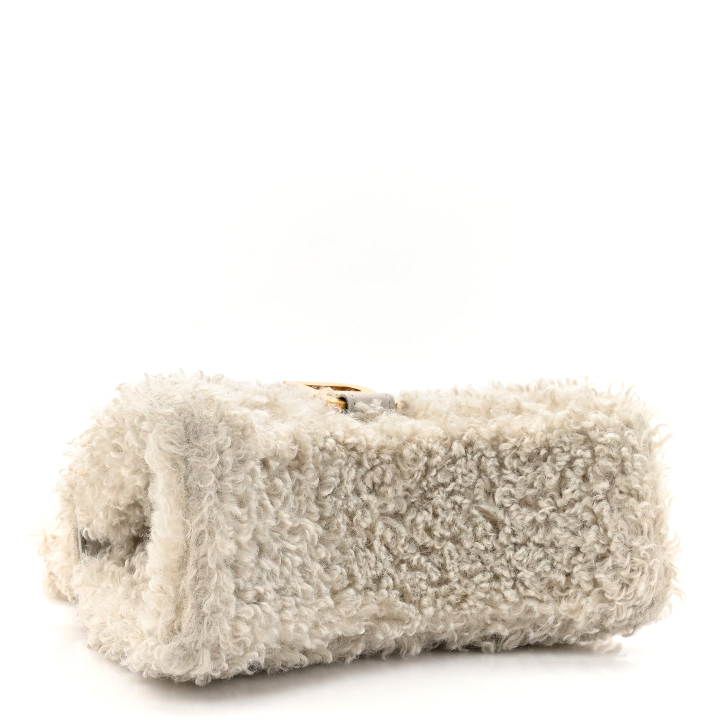 Faux Fur Fluffy Hourglass XS Top Handle Bag Beige
