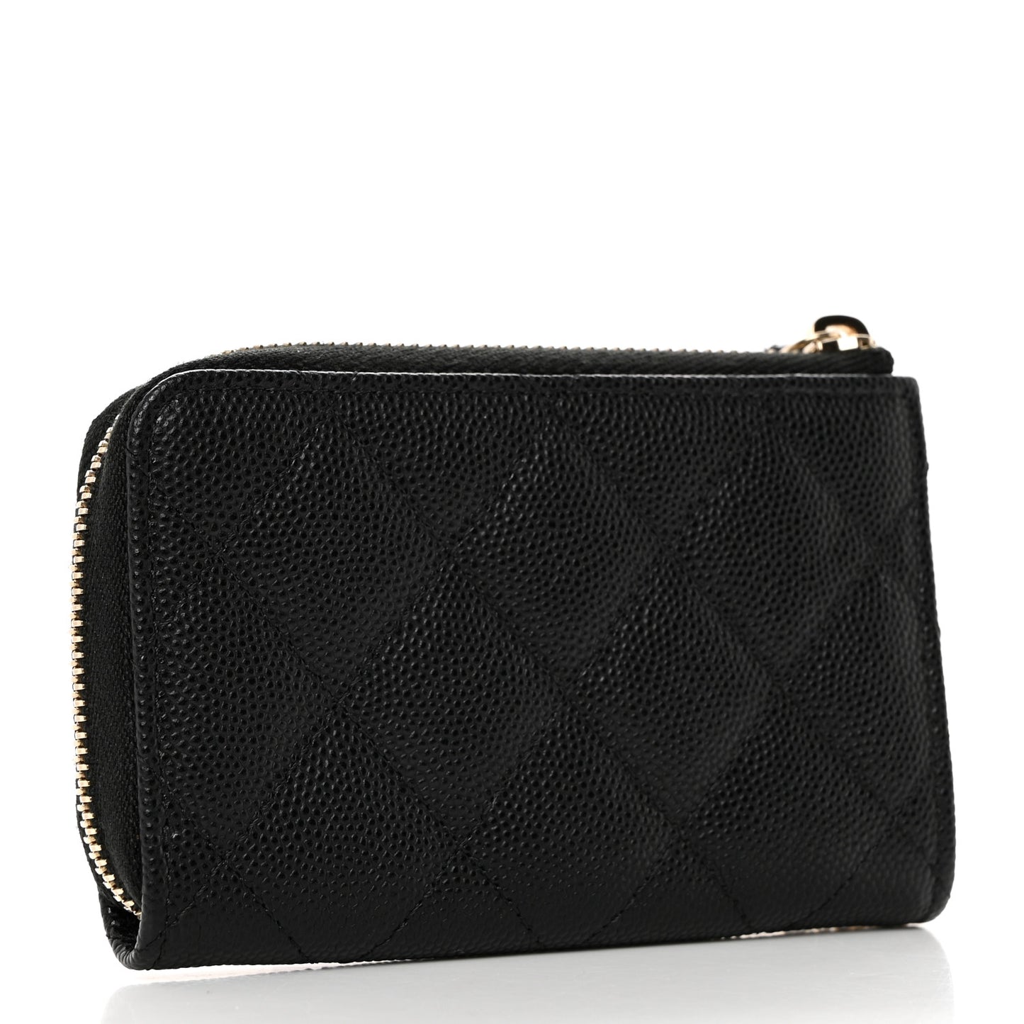 Caviar Quilted Zipped Key Holder Case Black