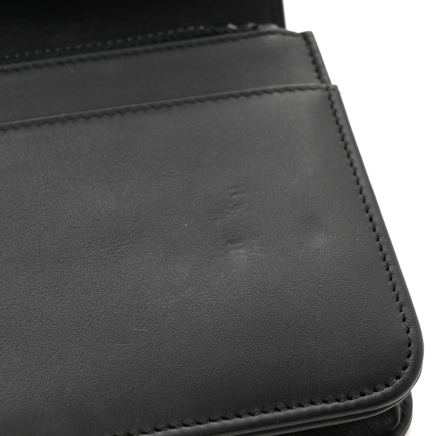 Calfskin Painted Chevron Embossed Boy Wallet On Chain WOC Black