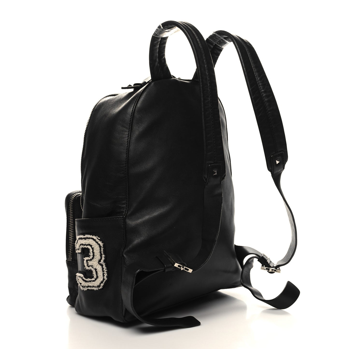 Calfskin Logo Backpack Black