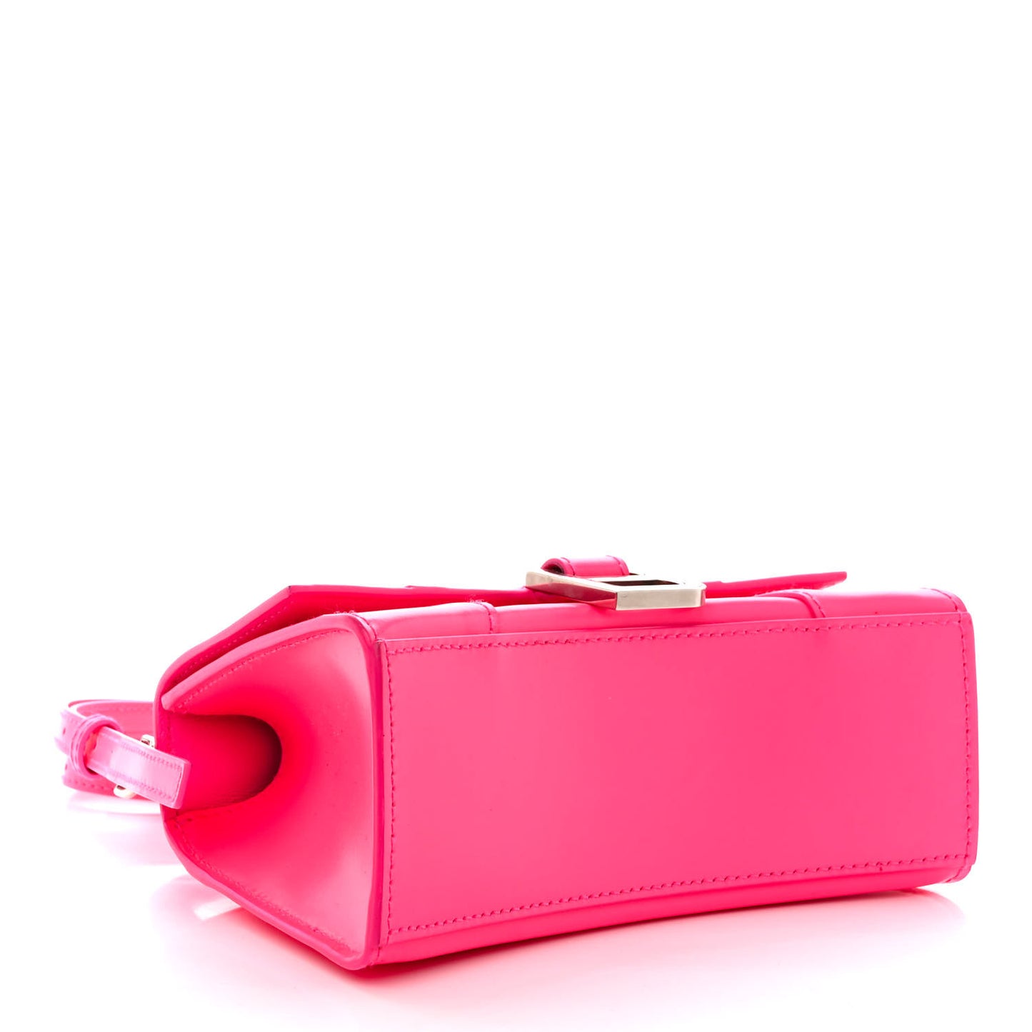 Shiny Box Calfskin Hourglass Top Handle Bag XS Hot Pink