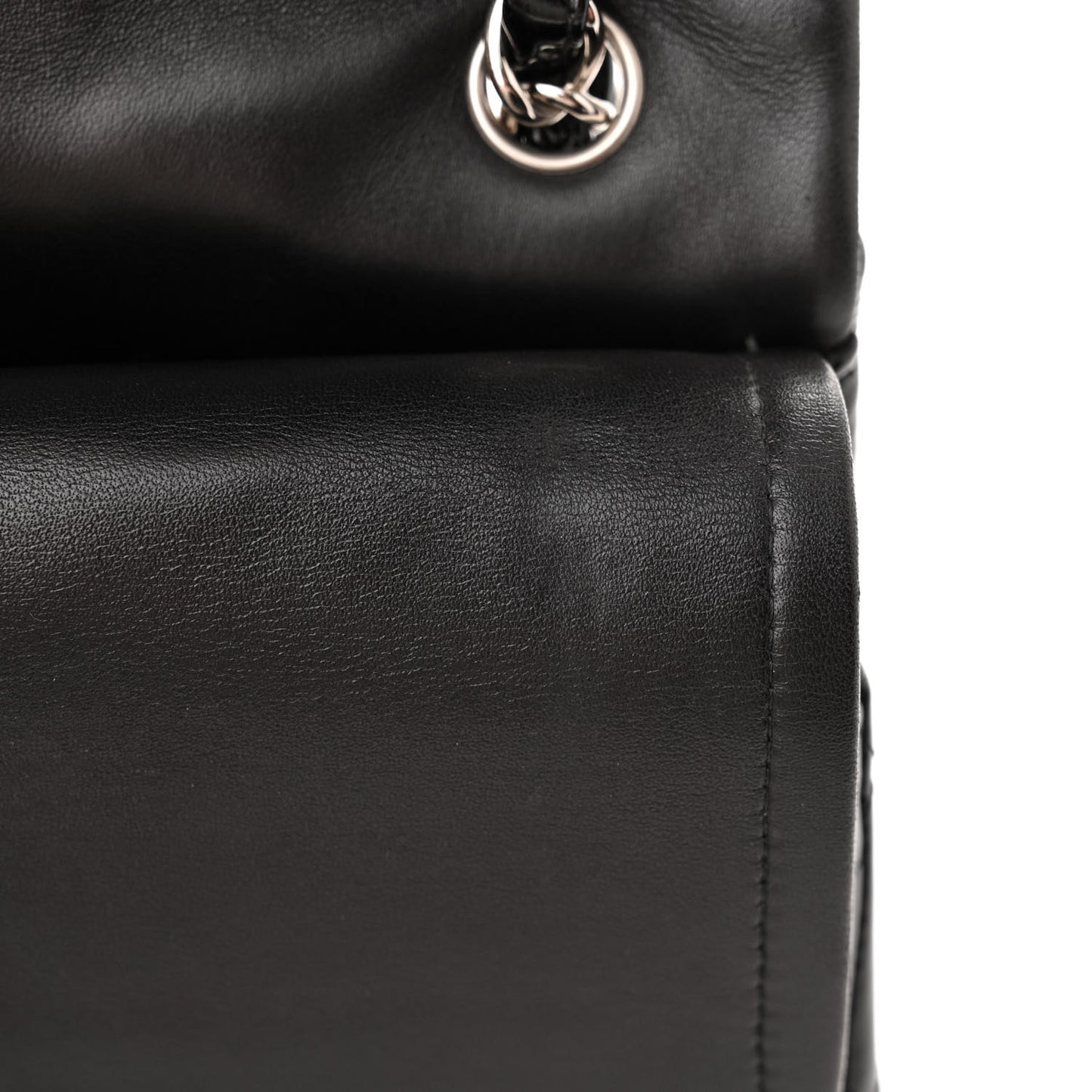 Patent Quilted Jumbo Double Flap Black