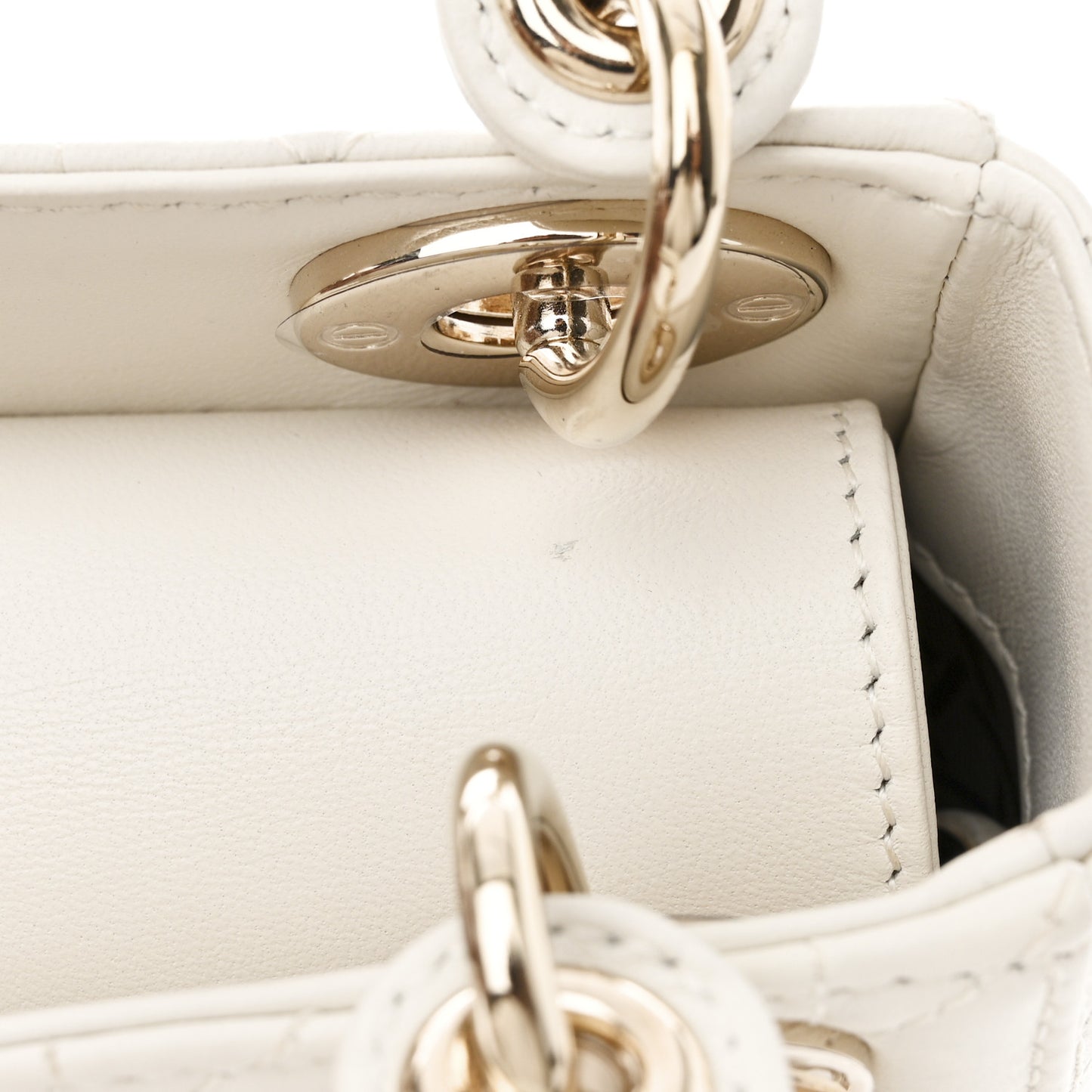 Lambskin Cannage Mini Lady Dior White