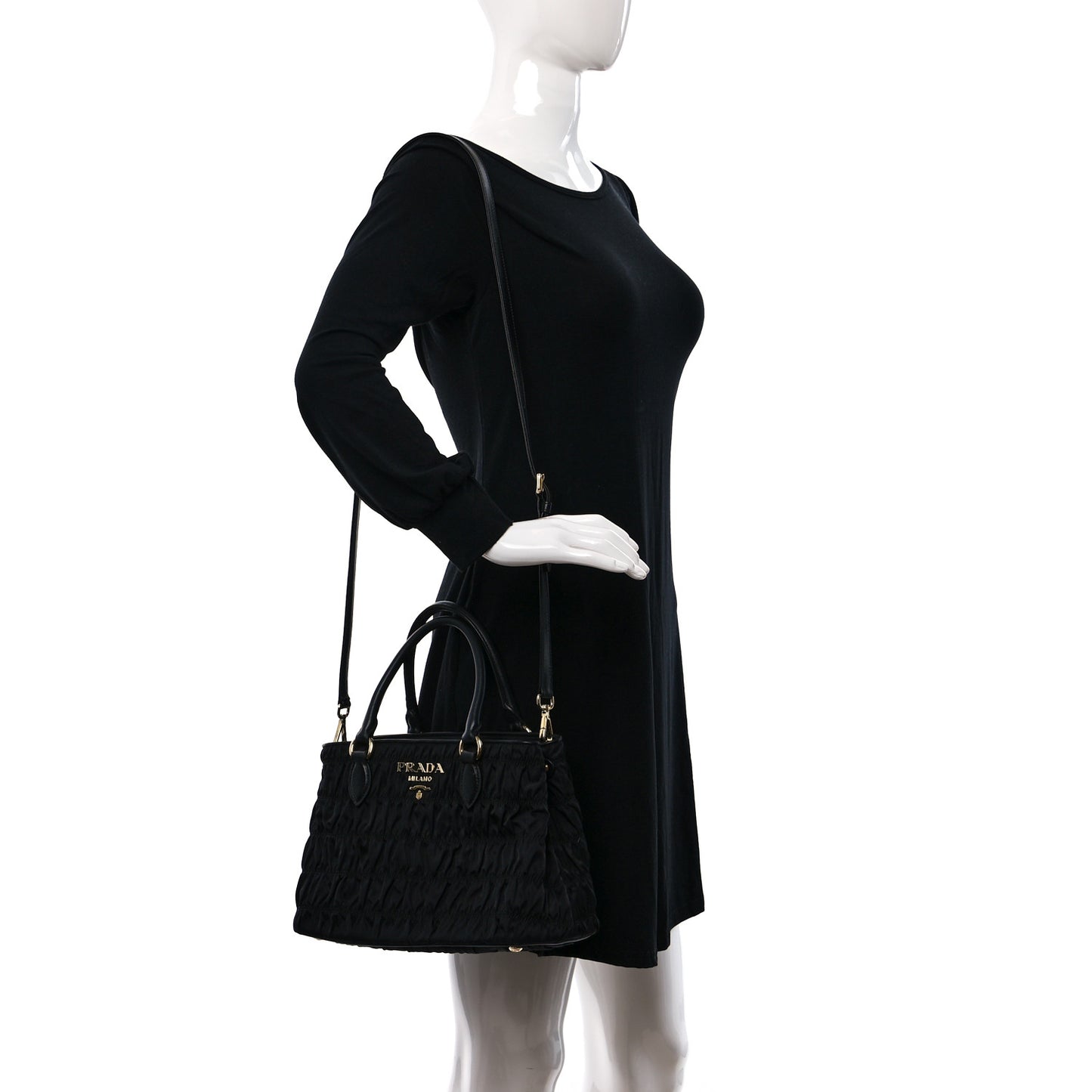 Tessuto Nylon Gaufre Small Tote Black