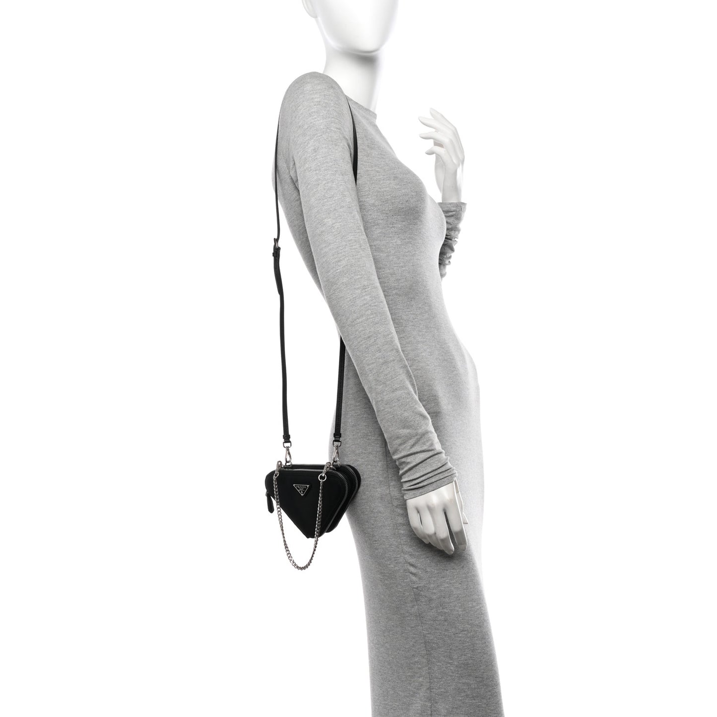 Saffiano Mini Triangle Crossbody Pouch Black
