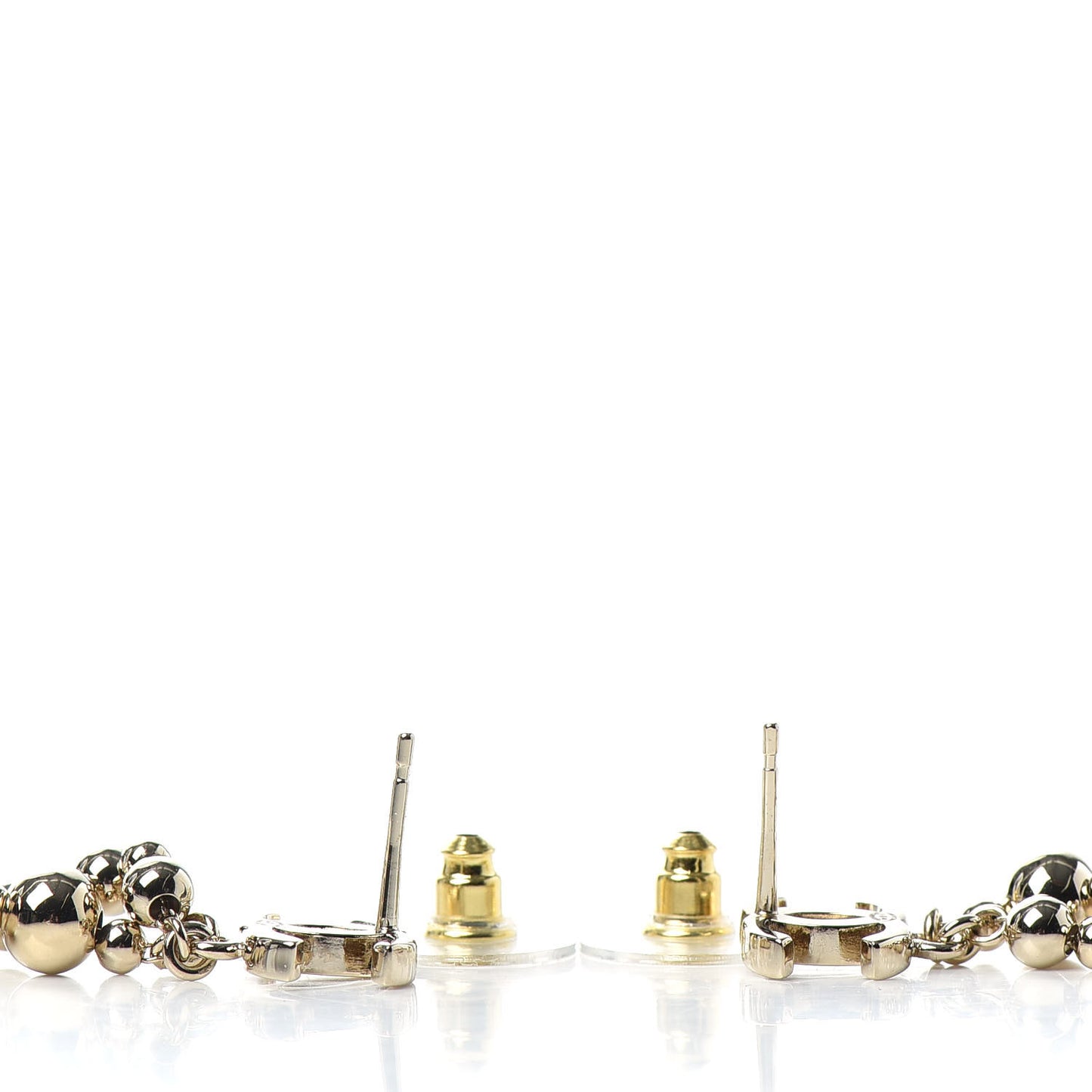 Metal CC Bead Drop Earrings Gold