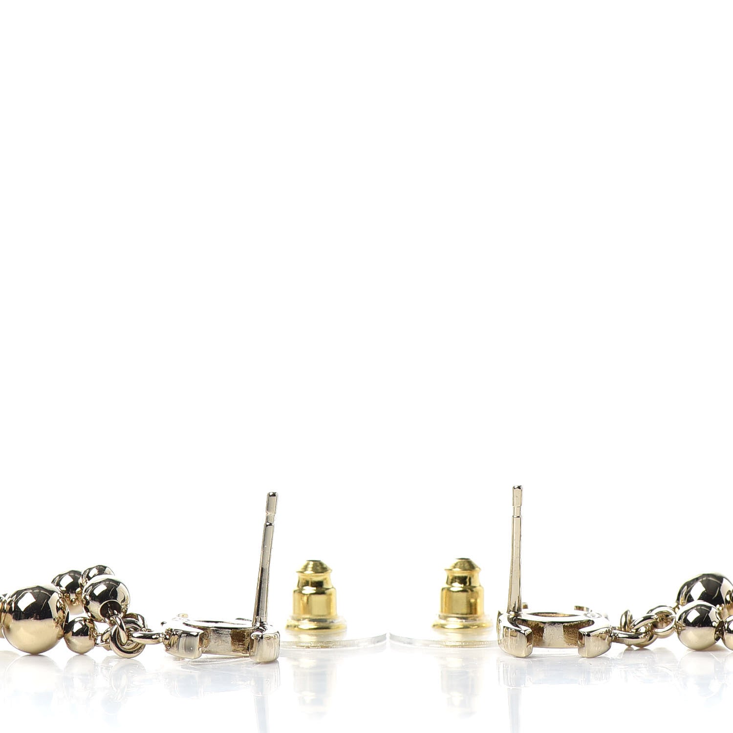 Chanel Metal CC Bead Drop Earrings Gold 3 of 4