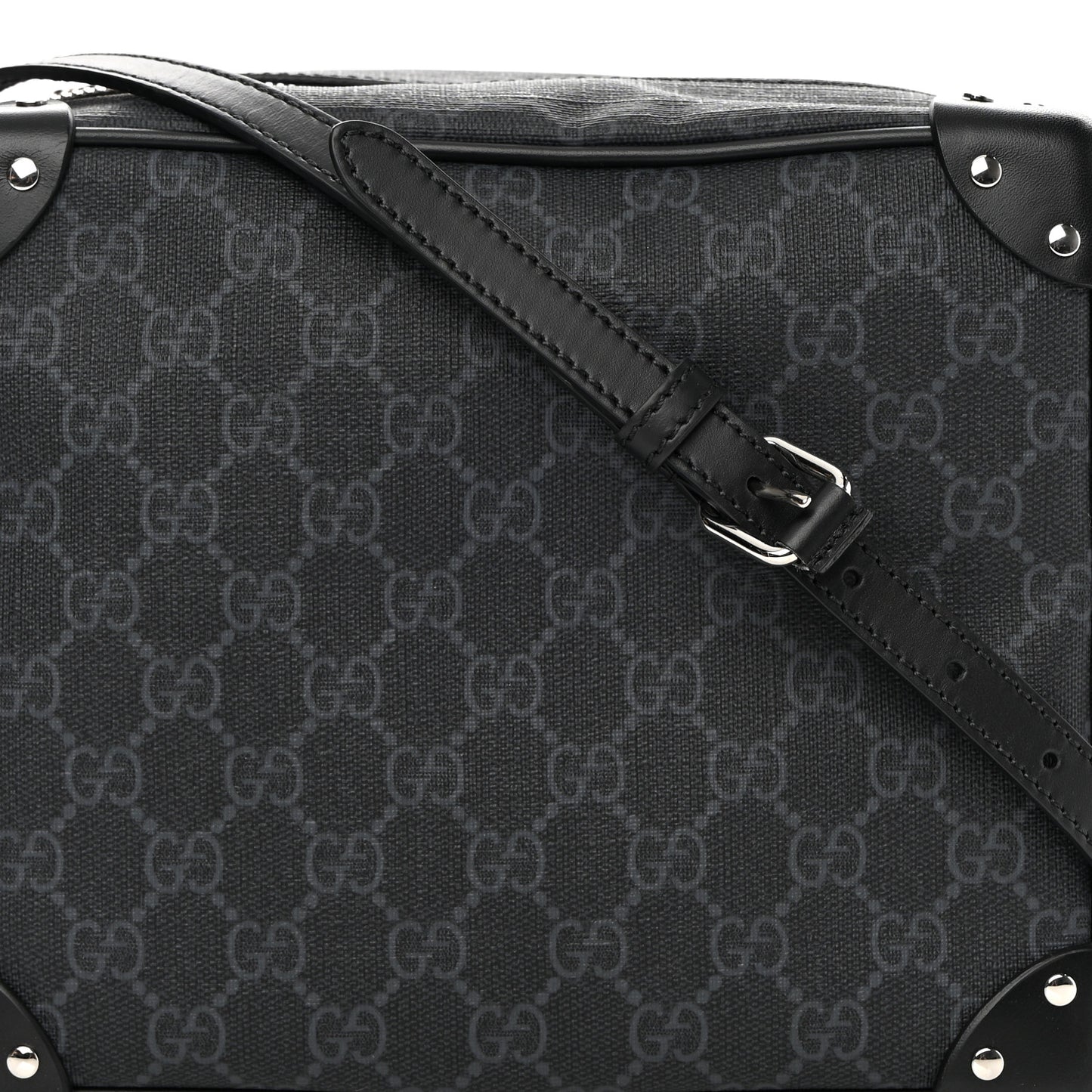 GG Supreme Monogram Selleria Calfskin Square Messenger Bag Black