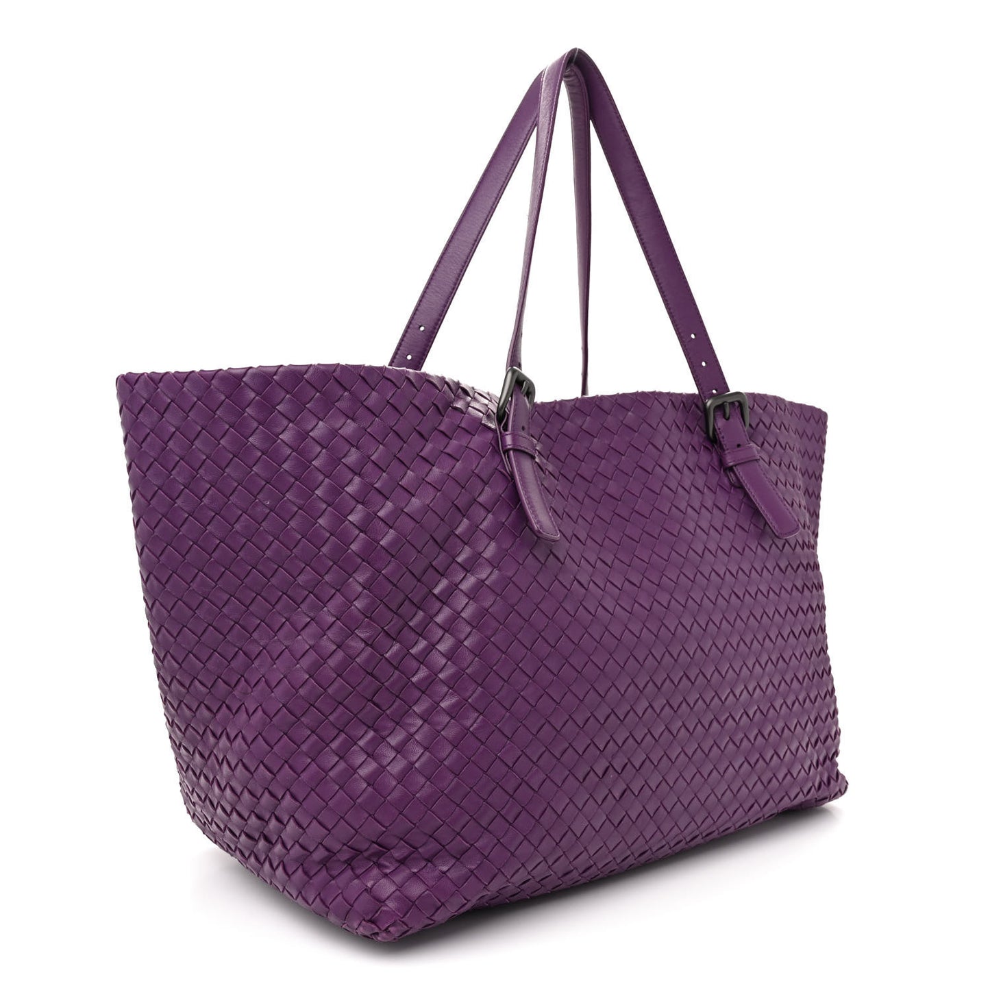Nappa Intrecciato Large Cesta Tote Eggplant