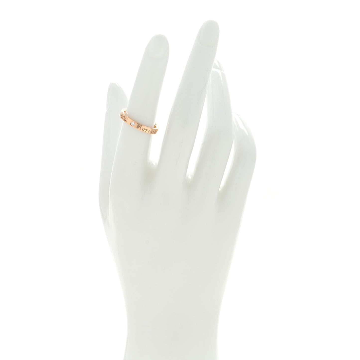 18K Rose Gold Diamond 3mm Logo Band Ring 51 5.75
