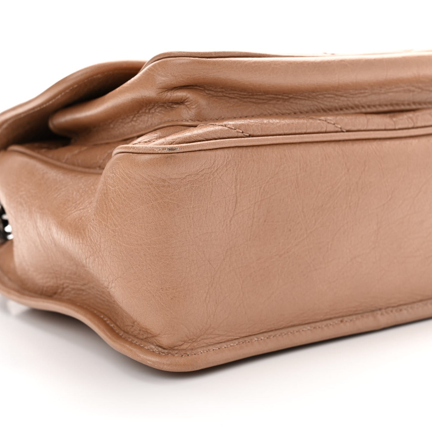 Crinkled Calfskin Matelasse Monogram Medium Niki Chain Satchel Dark Toffee