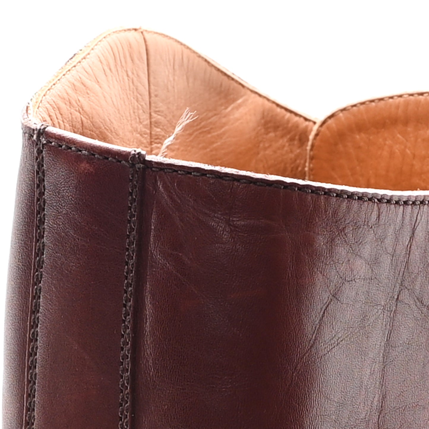 Calfskin Stitched CC Knee High Buckle Riding Boots 37.5 Brown