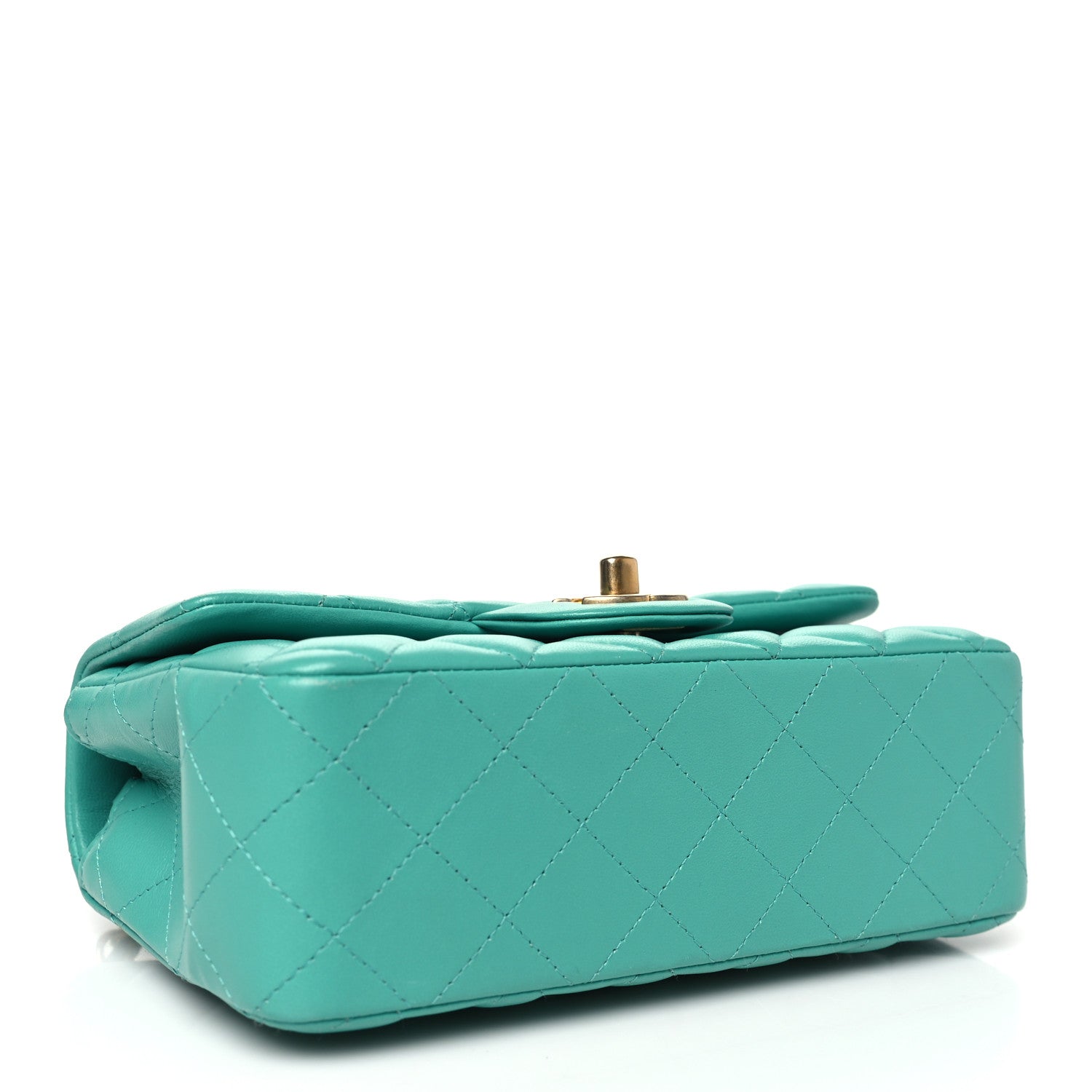 Chanel Lambskin Quilted Mini Rectangular Flap  Turquoise 4 of 10