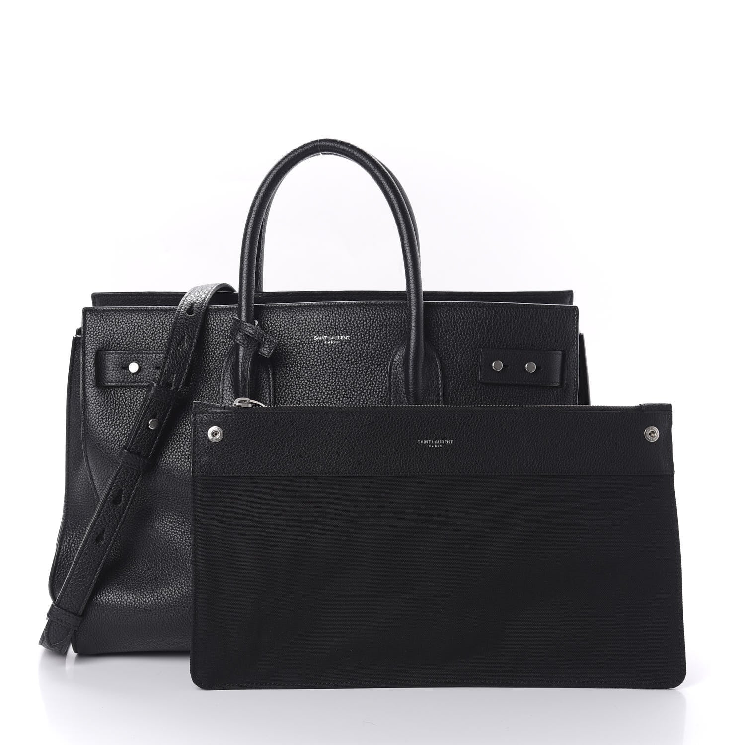 Saint Laurent Grained Calfskin Medium Souple Sac De Jour Black 11 of 13