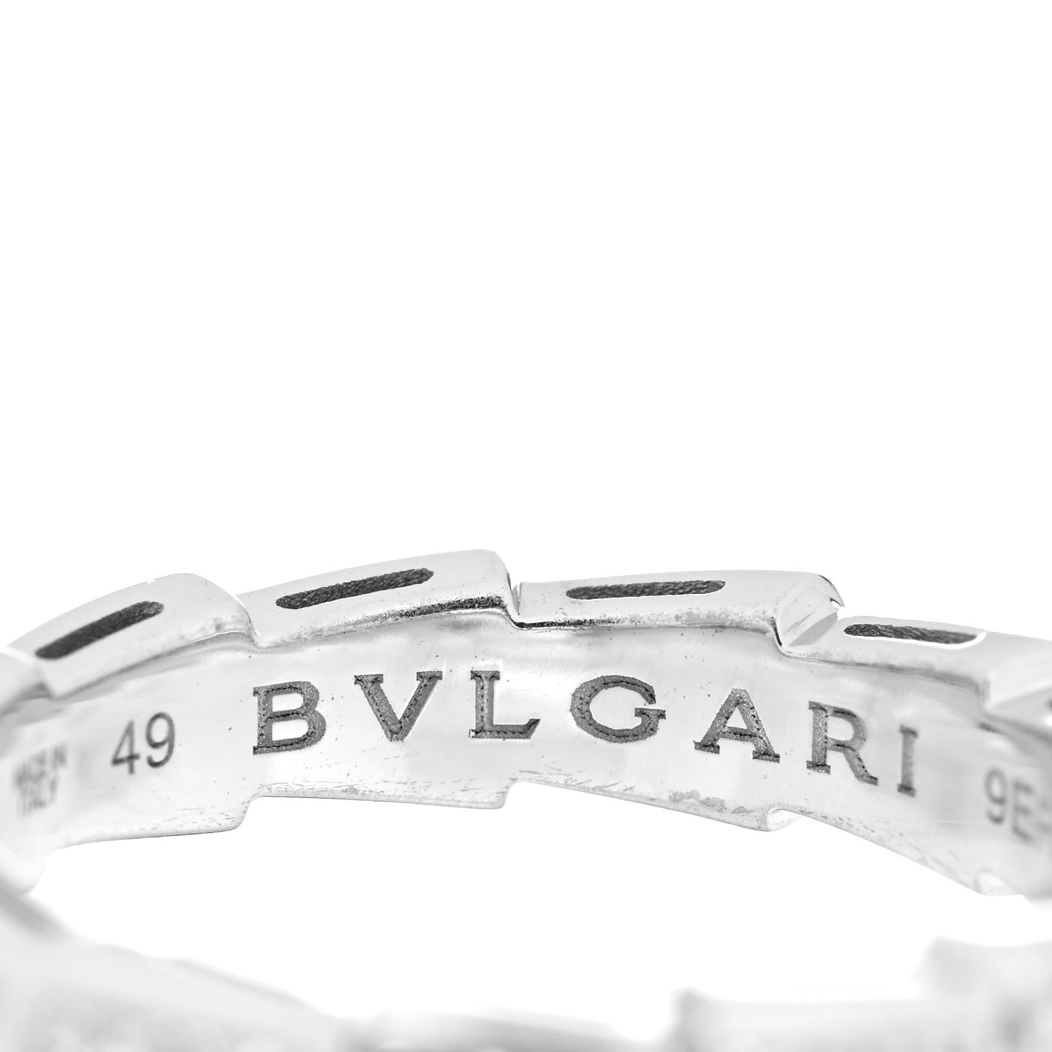 Bulgari 18K White Gold Diamond Serpenti Viper Band Ring 49 4.75 4 of 5
