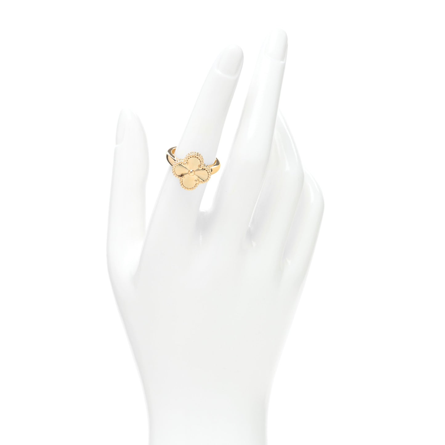 18K Yellow Gold Guilloche Vintage Alhambra Ring 54 7