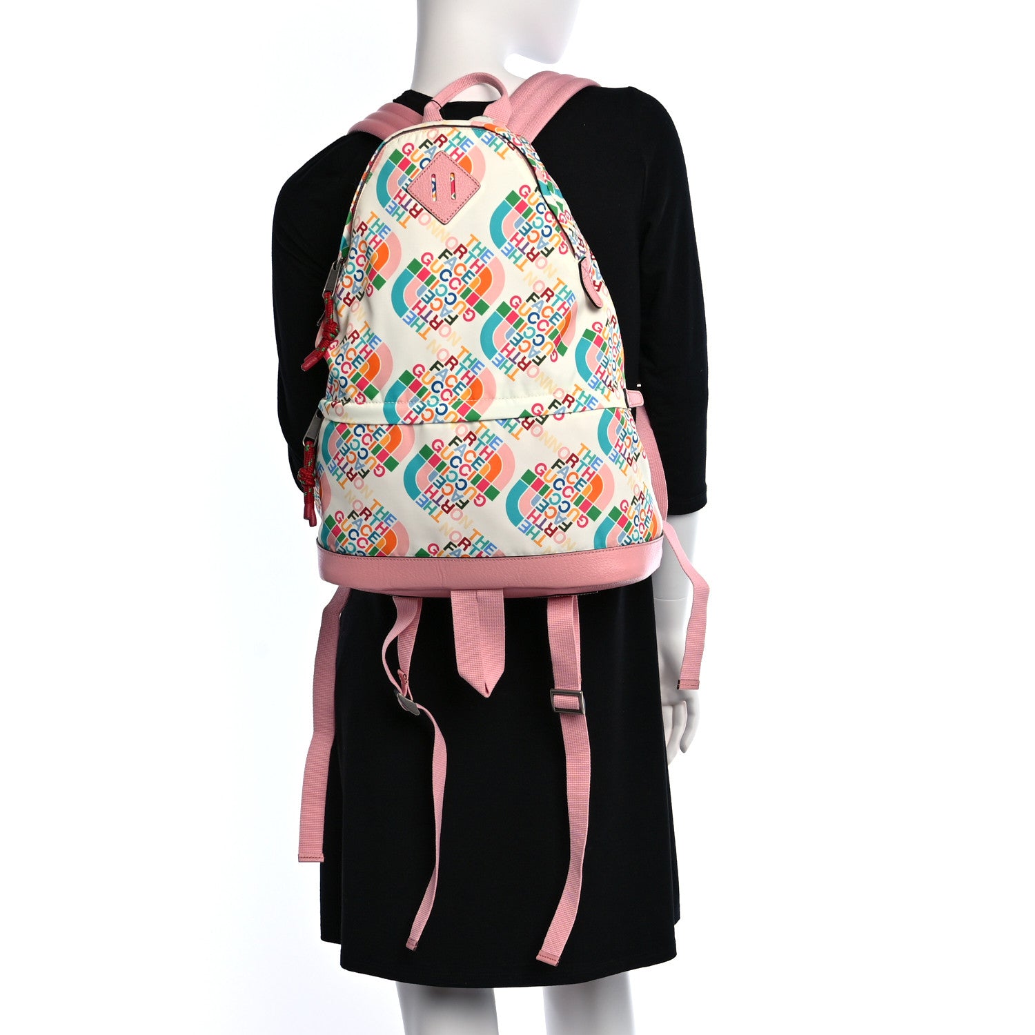 Gucci X THE NORTH FACE Econyl Nylon Medium Backpack Ivory Turquoise Wild Rose 2 of 11