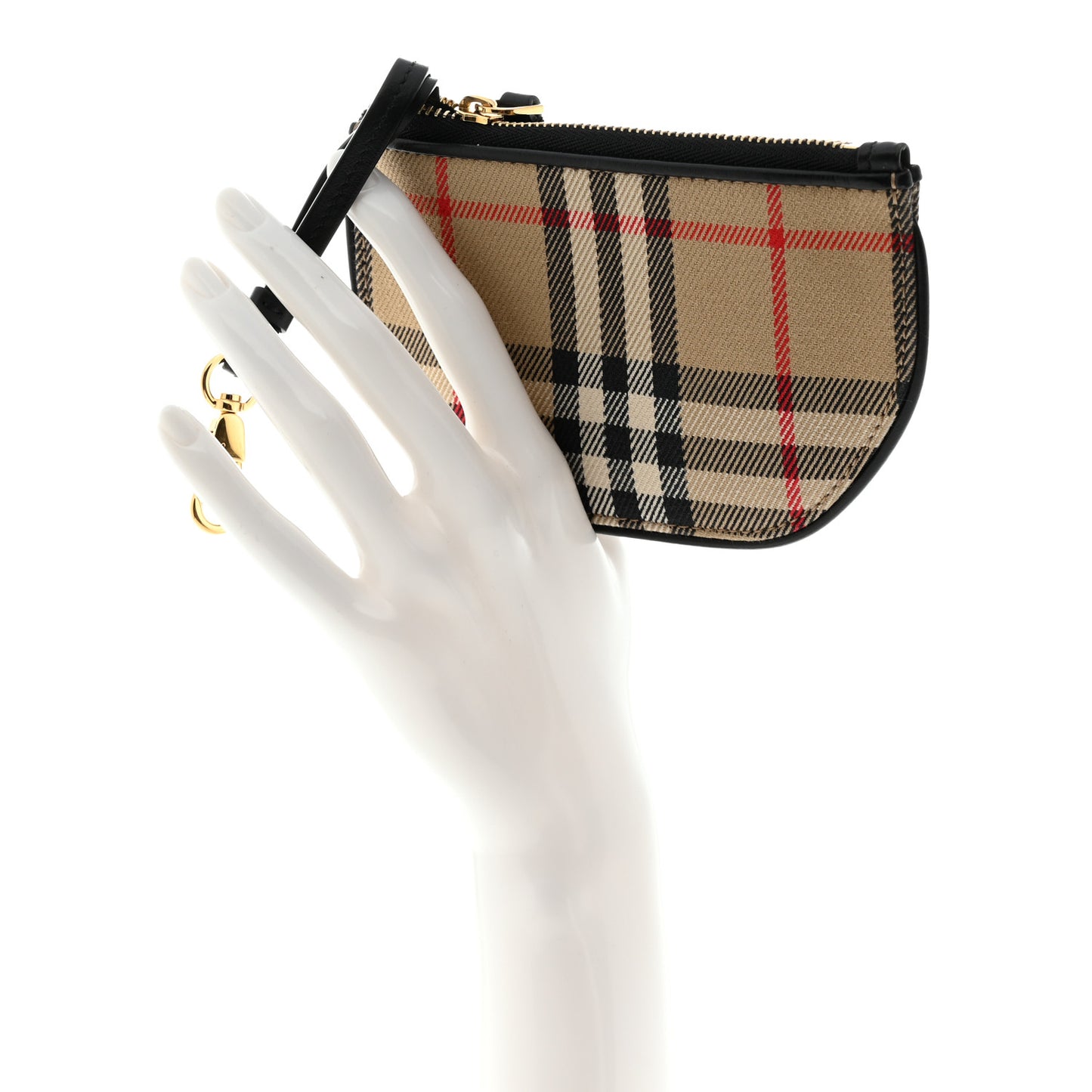 Cotton Calfskin Vintage Check Olympia Coin Purse Archive Beige