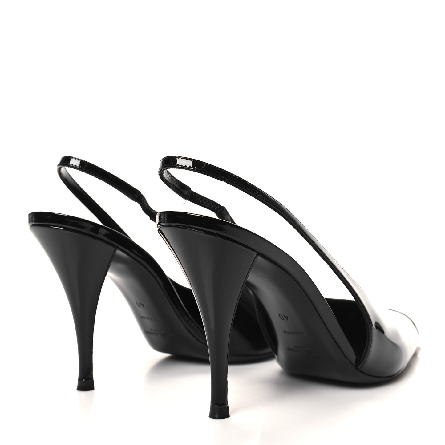 SAINT LAURENT Patent Cap Toe Vesper Slingback Pumps 40 Black