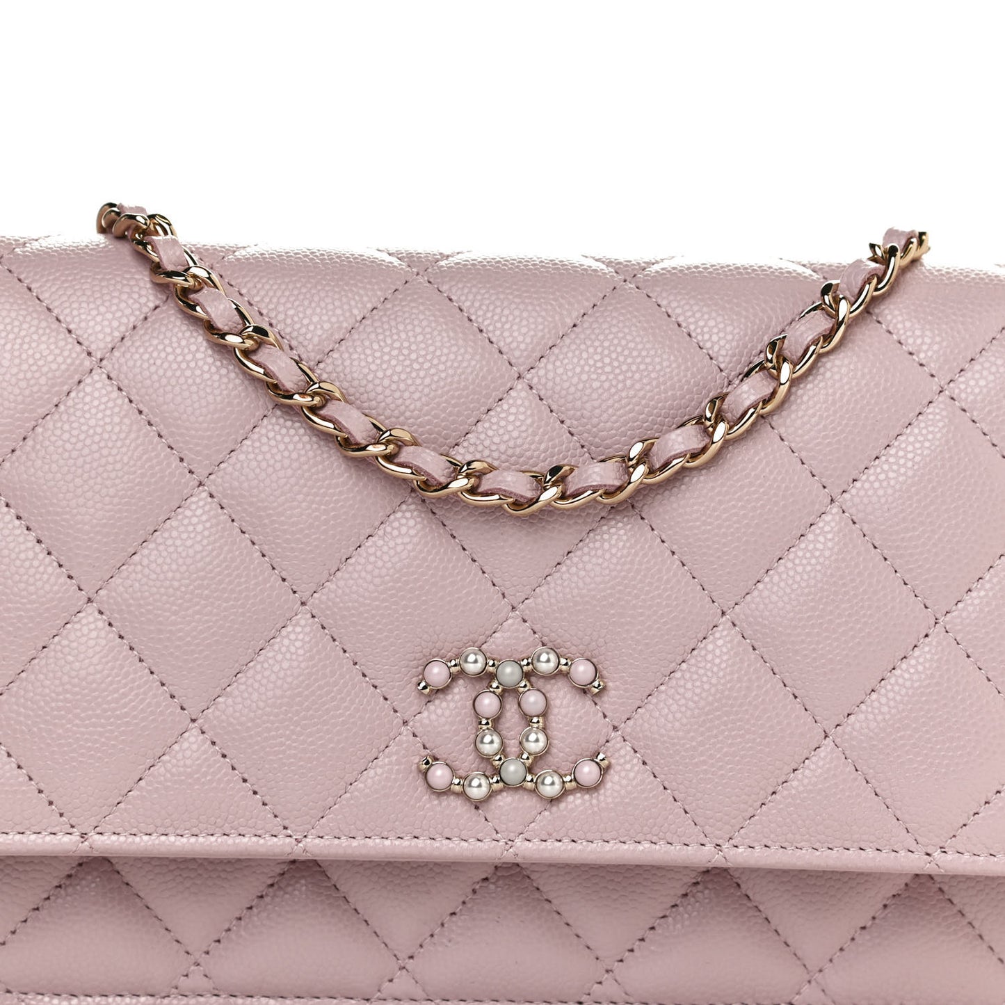 Caviar Quilted Coco Candy Wallet On Chain WOC Light Pink