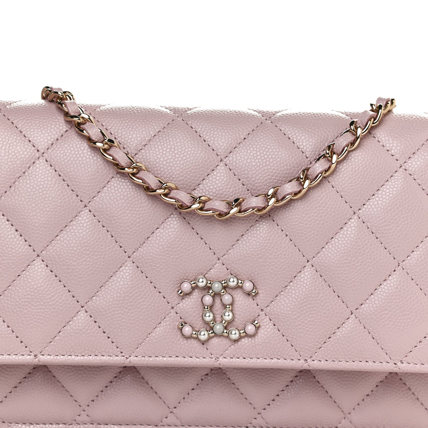 Chanel Caviar Quilted Coco Candy Wallet On Chain WOC Light Pink 8 of 11