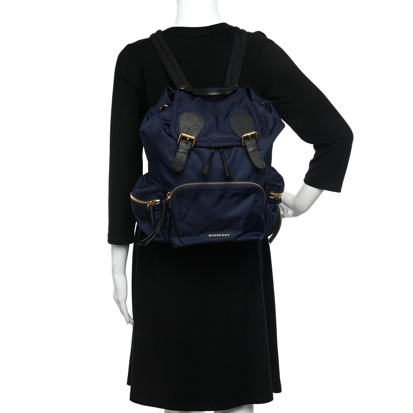 Nylon Medium Crossbody Rucksack Backpack Ink Blue