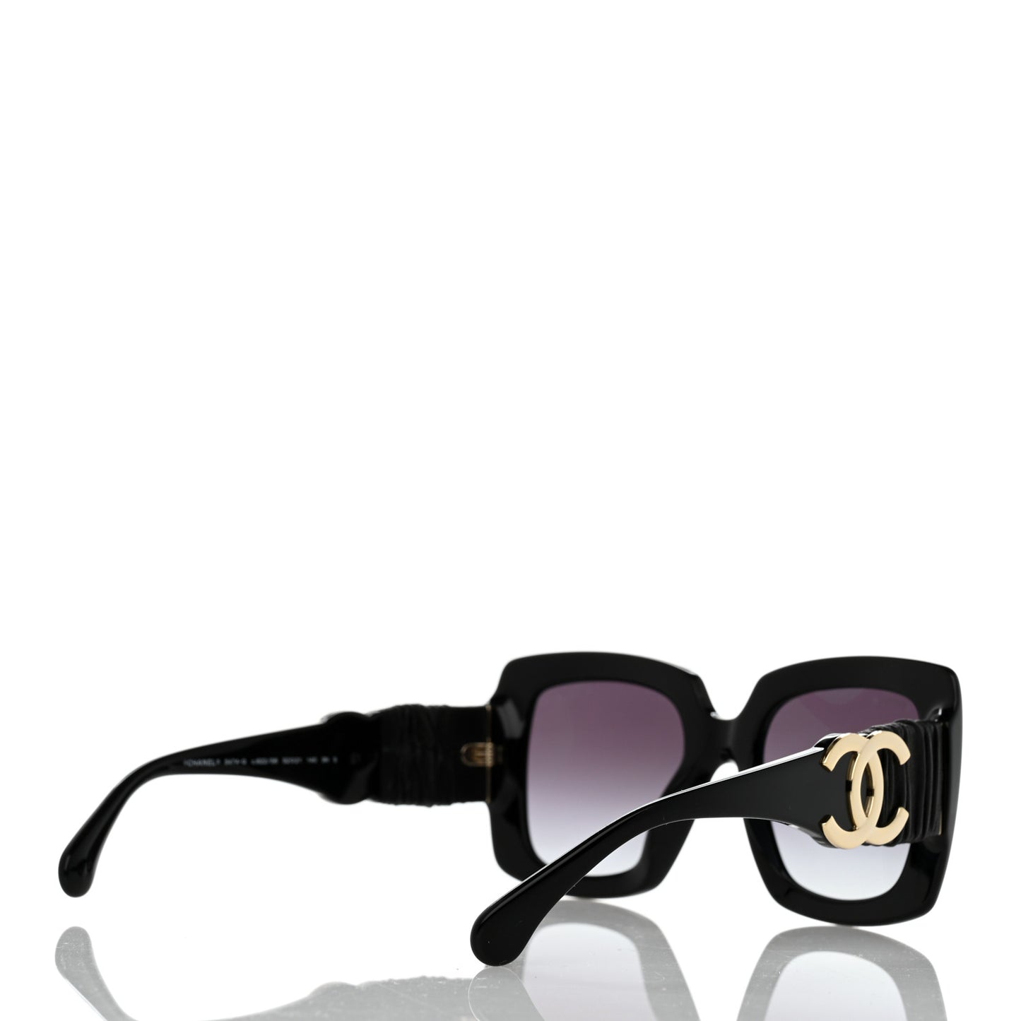 Acetate Calfskin Square Sunglasses 5474-Q Black