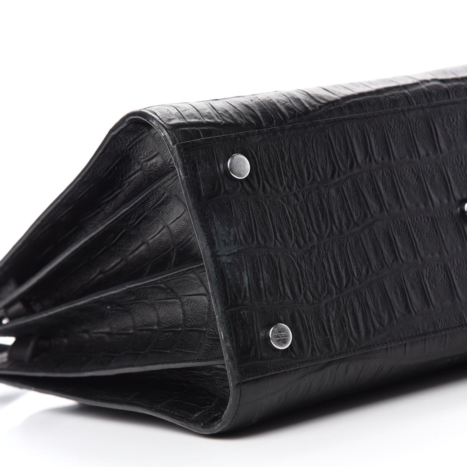 Saint Laurent Calfskin Crocodile Embossed Small Sac De Jour Black 6 of 12
