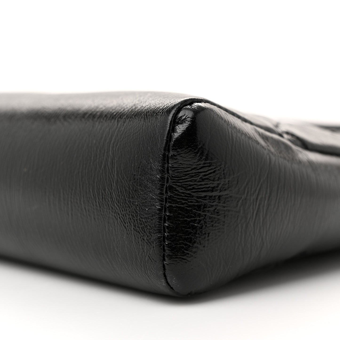 Shiny Crumpled Calfskin Quilted Mini 31 Shopping Bag Black