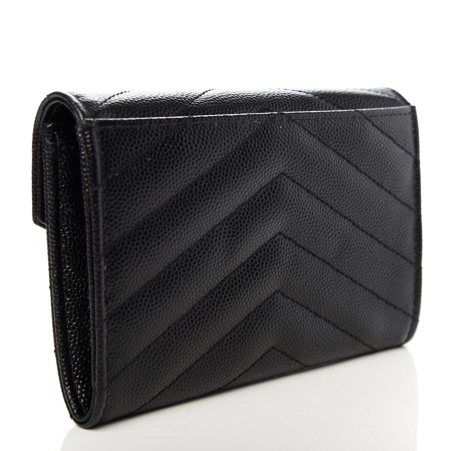 Grain De Poudre Matelasse Chevron Small Monogram Envelope Wallet Black