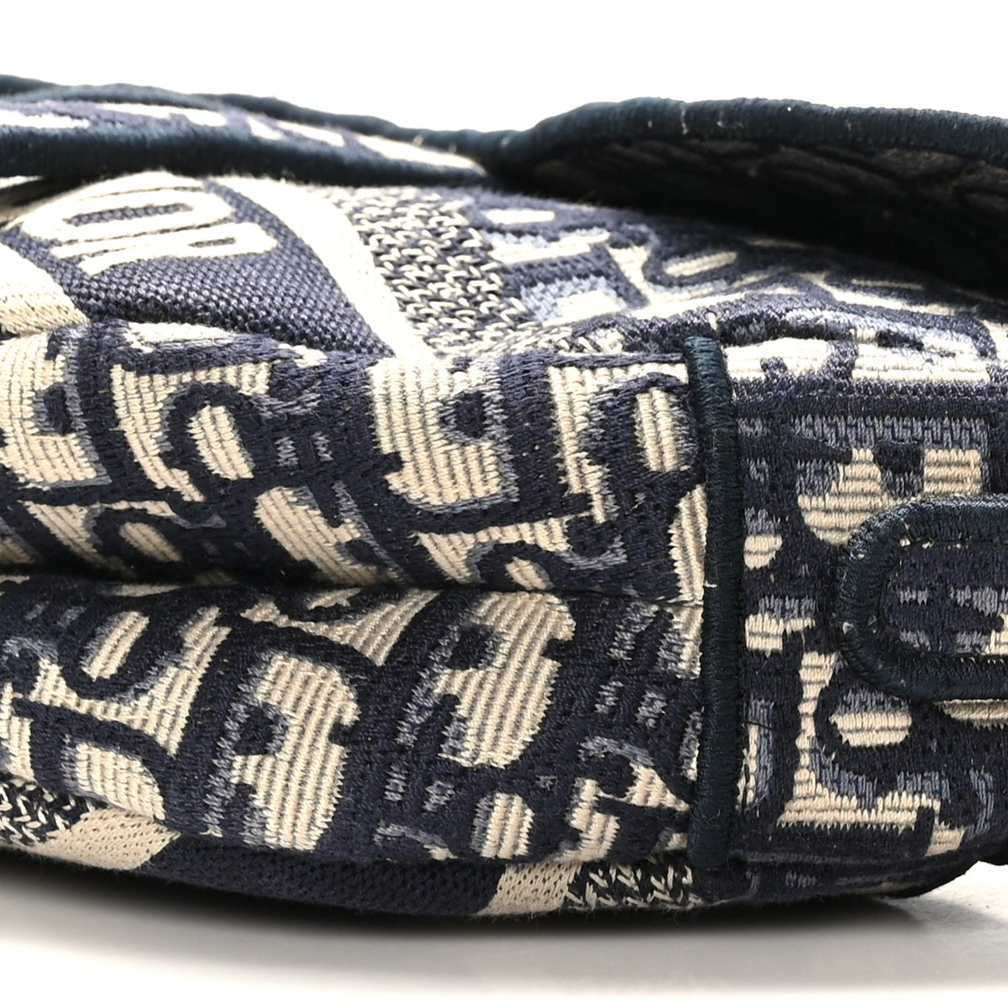 Oblique Embroidered Saddle Bag Blue