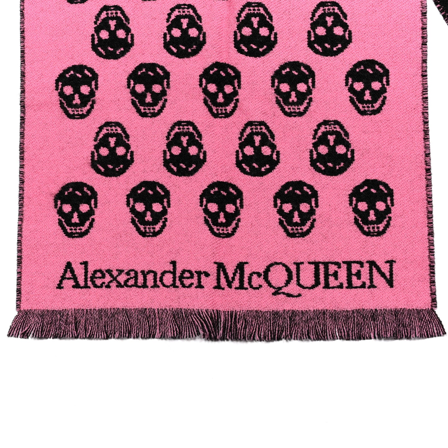Wool Reversible Upside Down Skull Scarf Black Pink
