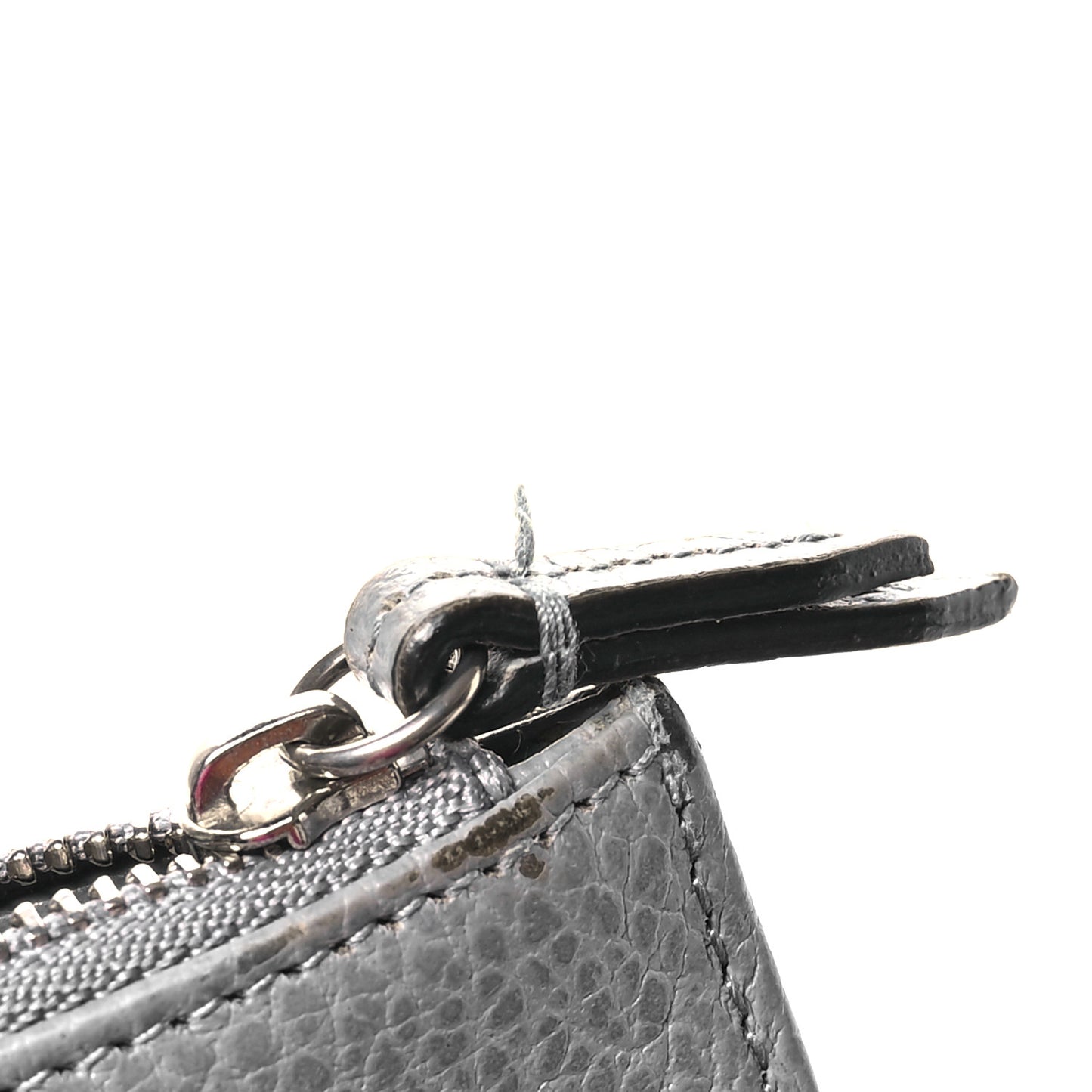 Dollar Calfskin Enamel Monochrome GG Marmont Key Case Card Holder Grey