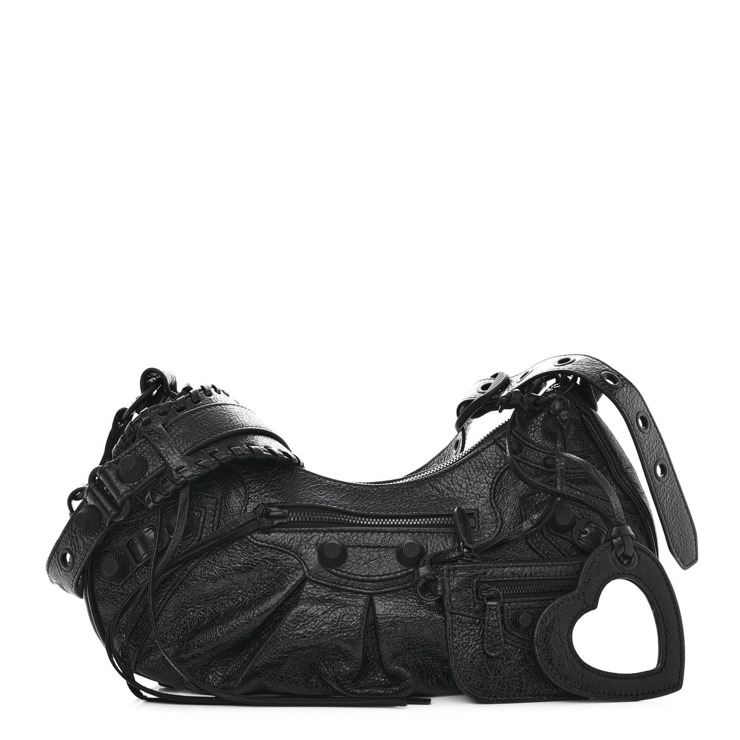 Agneau Arena Monochrome Small Le Cagole Shoulder Bag Black